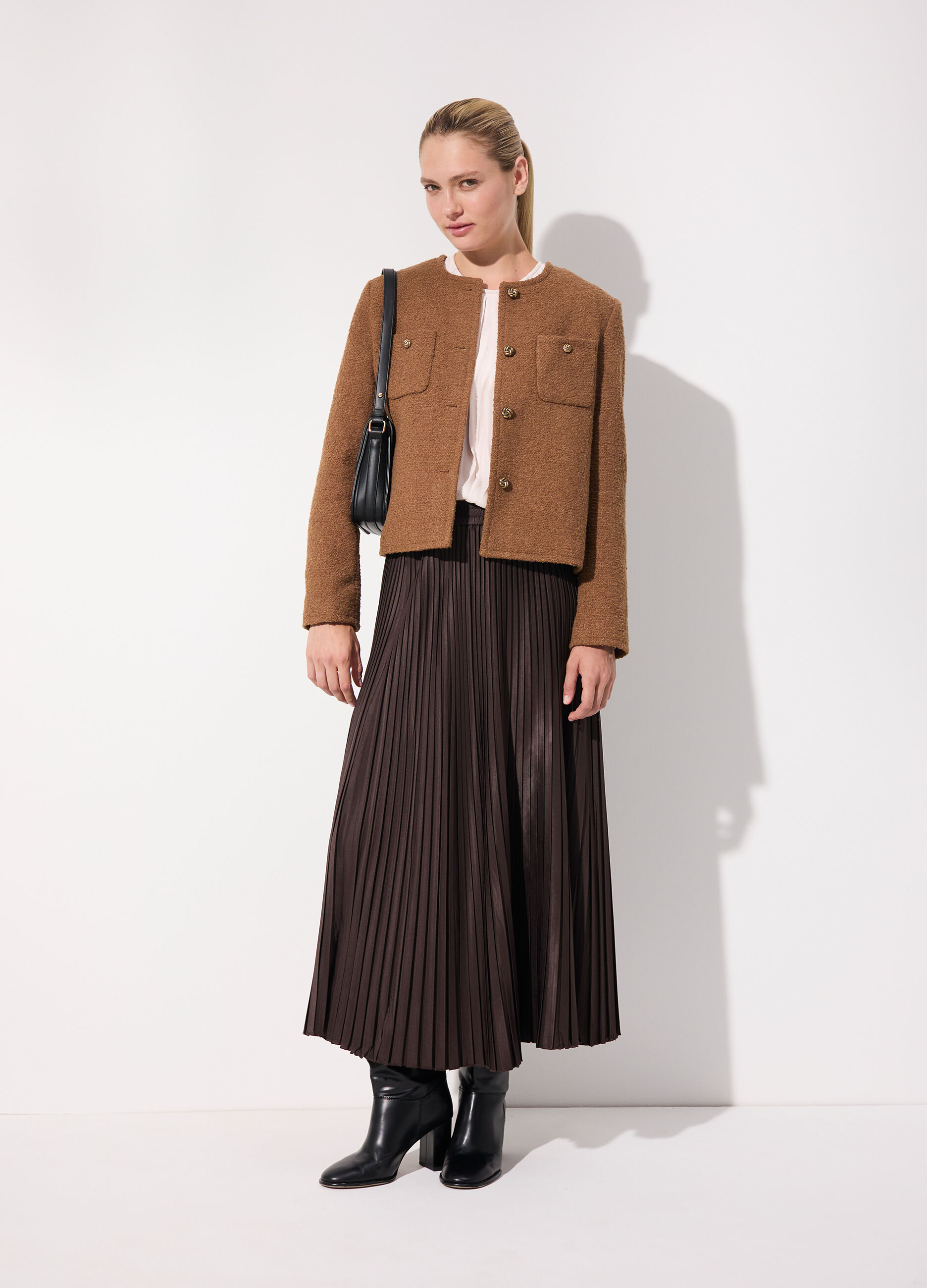Cappotto corto in bouclé misto lana donna_0