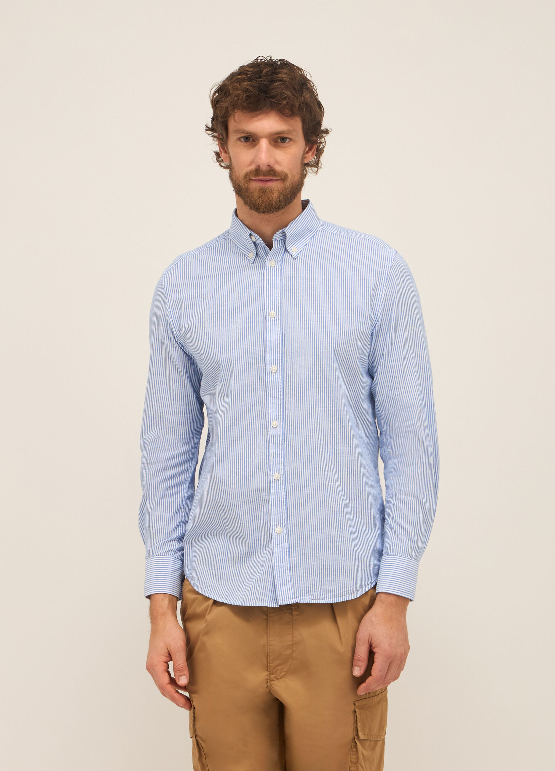 Camicia regular fit button-down a righe uomo_0