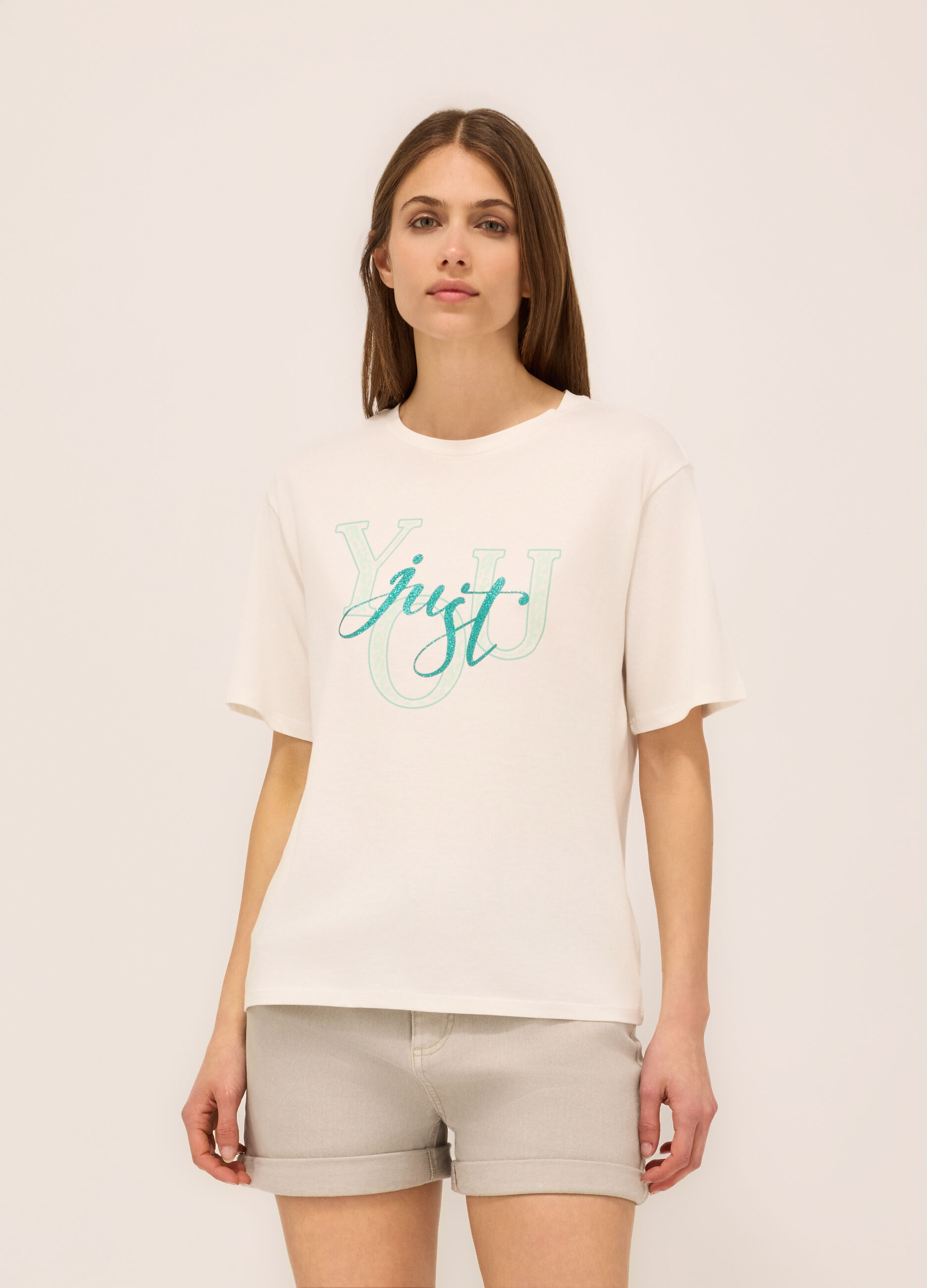 T-shirt in jersey di puro cotone donna_0
