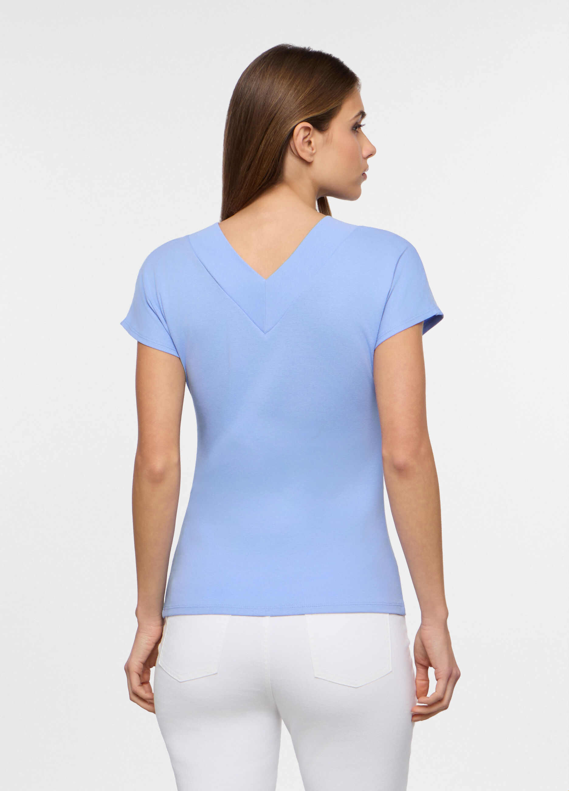 T-shirt con scollo a V donna_1