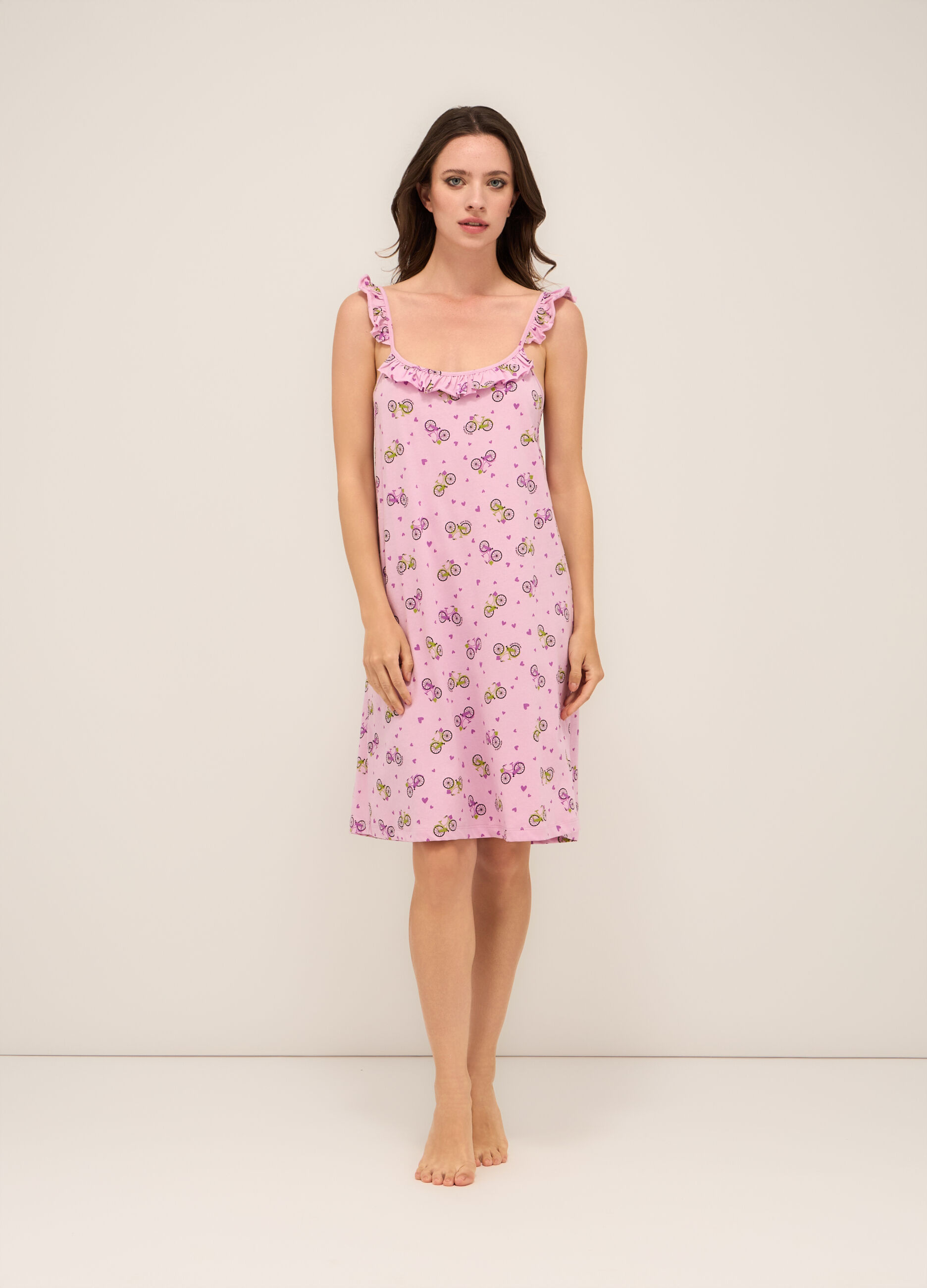 Camicia da notte in jersey di puro cotone donna_0