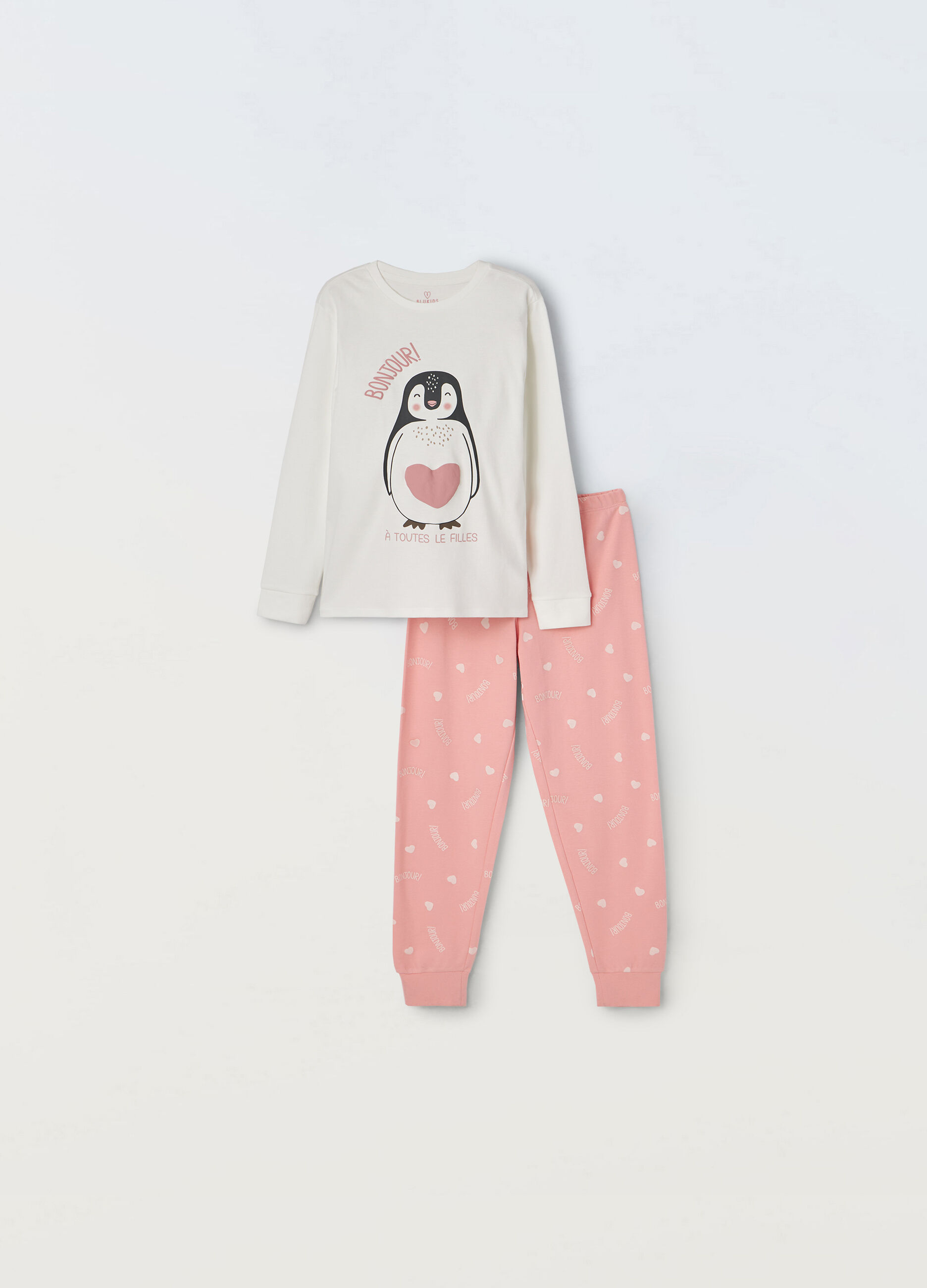 Set pigiama lungo in puro cotone ragazza_0