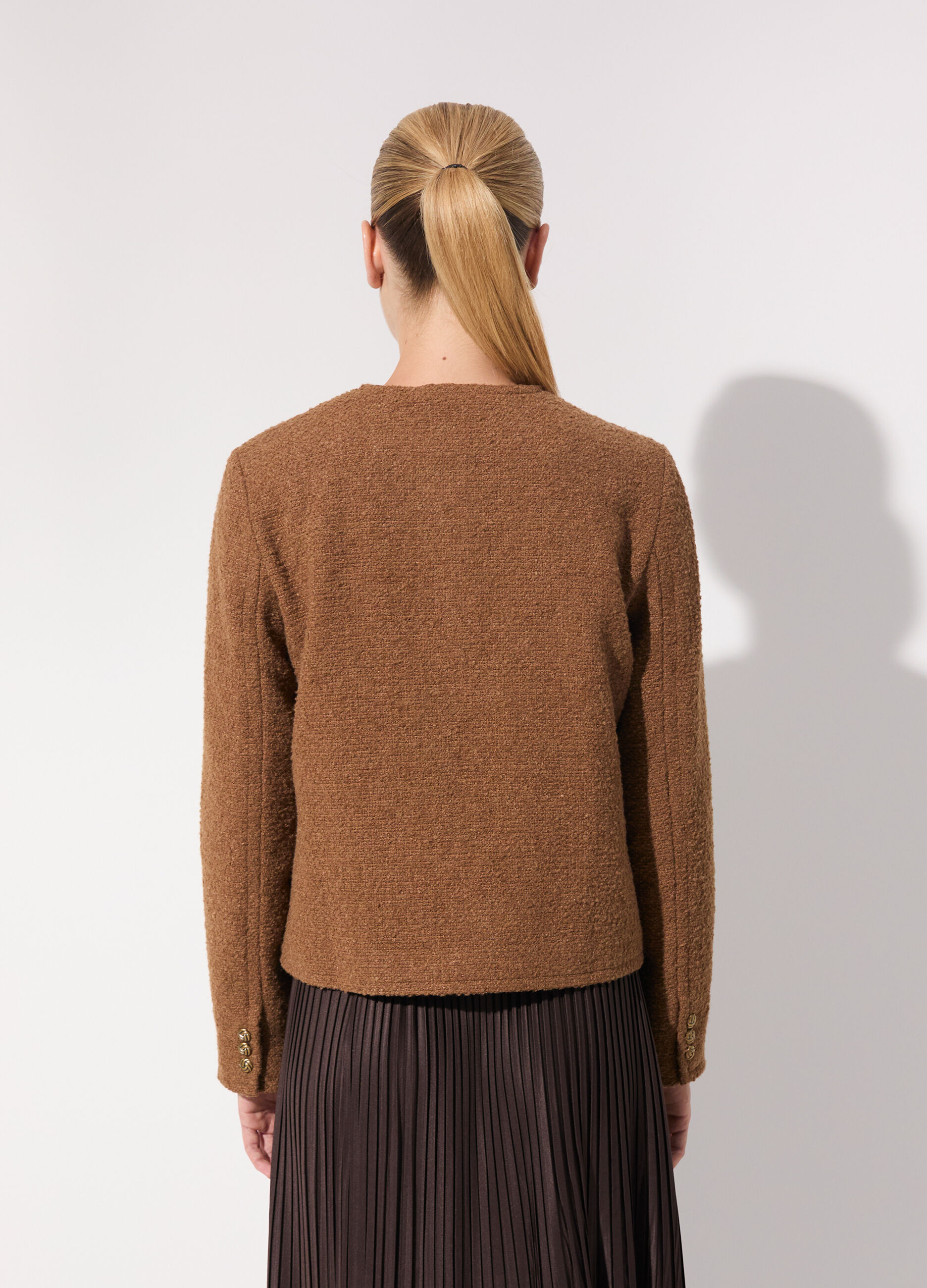 Cappotto corto in bouclé misto lana donna_2