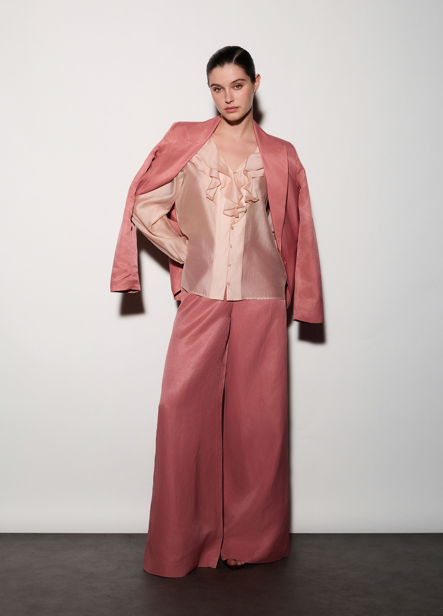 Pantaloni palazzo regular fit misto lino donna_0