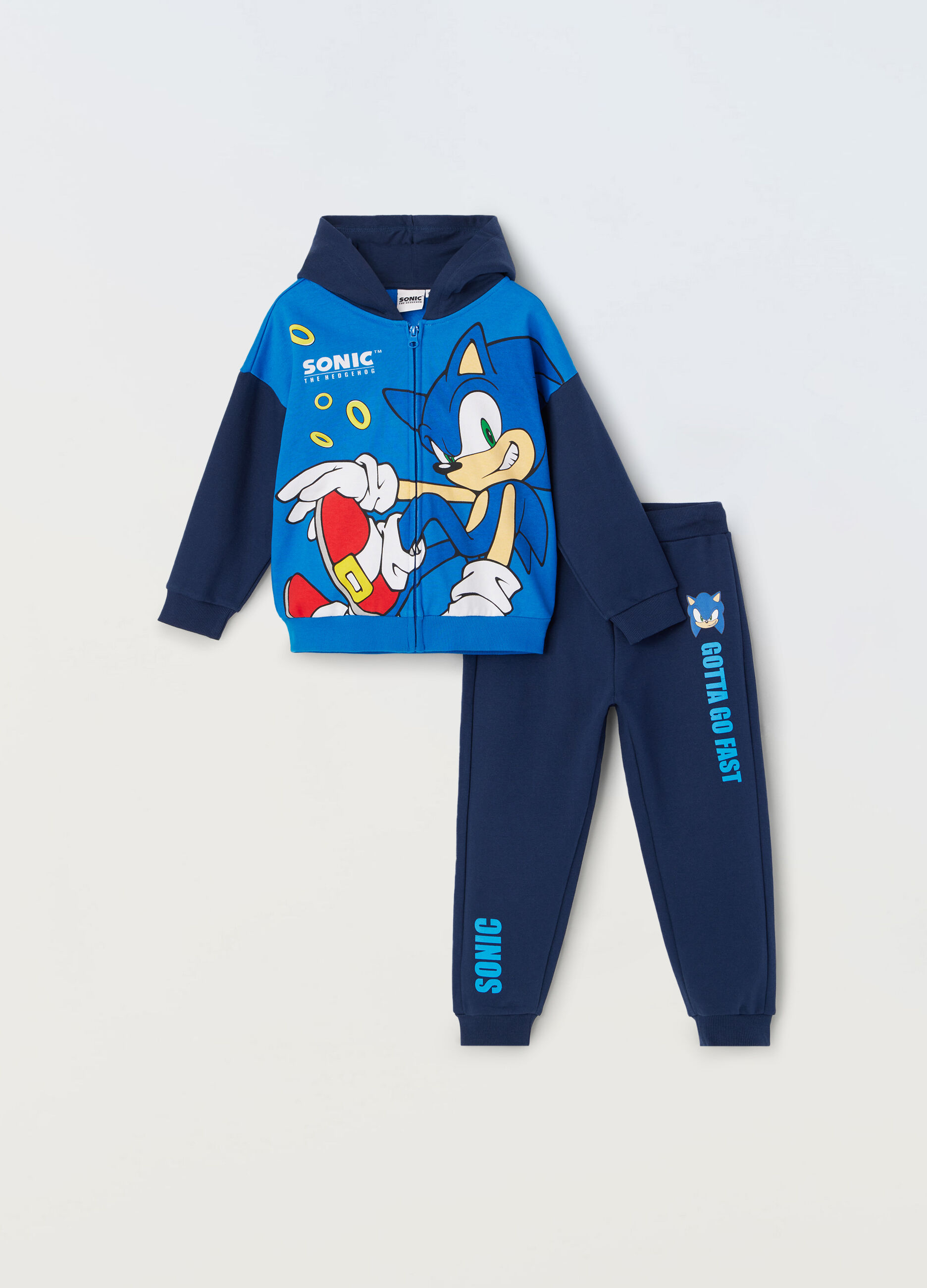 Jogging set Sonic in misto cotone fleece bambino_0