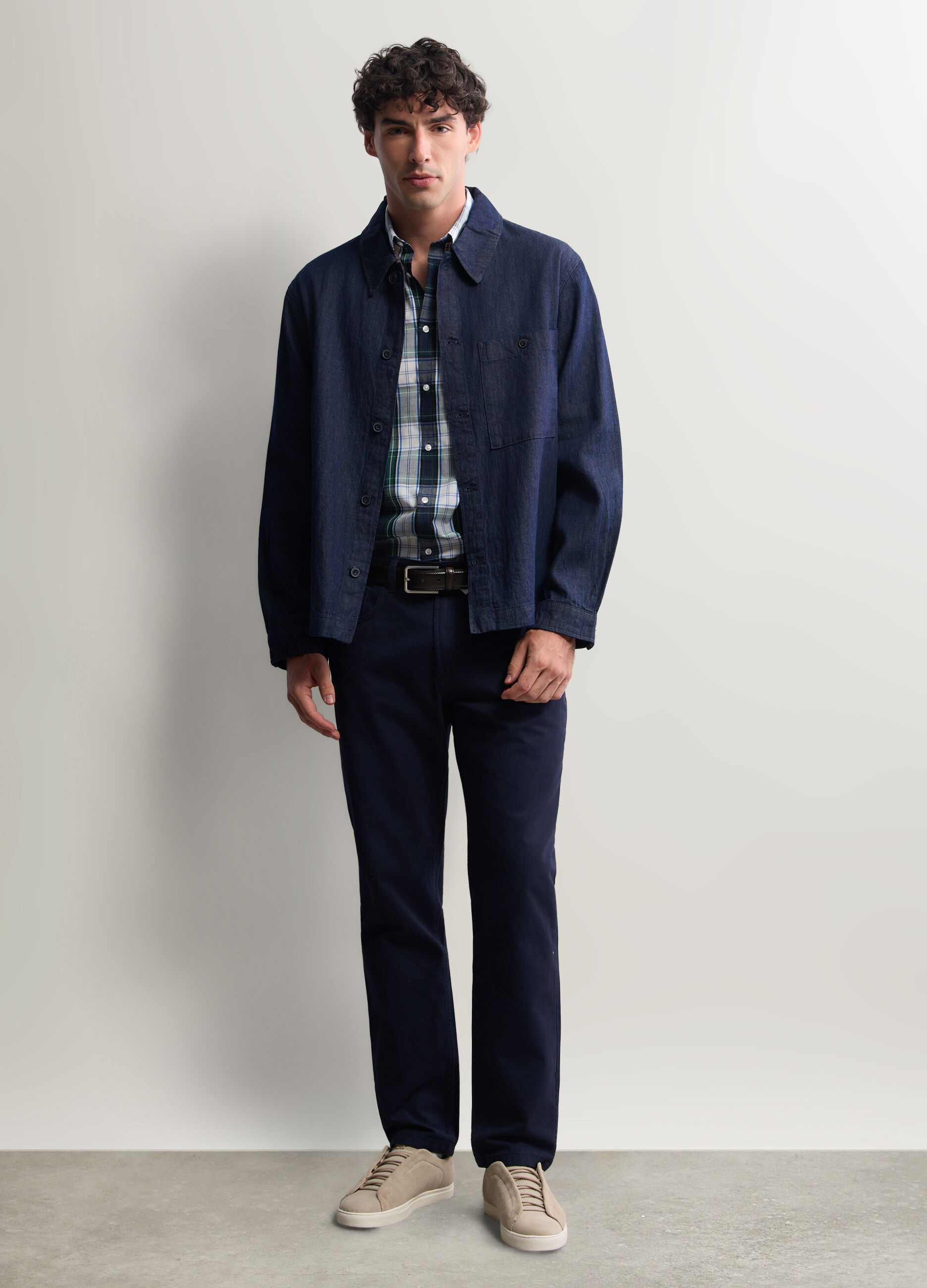 Pantalone regular fit in twill di cotone uomo