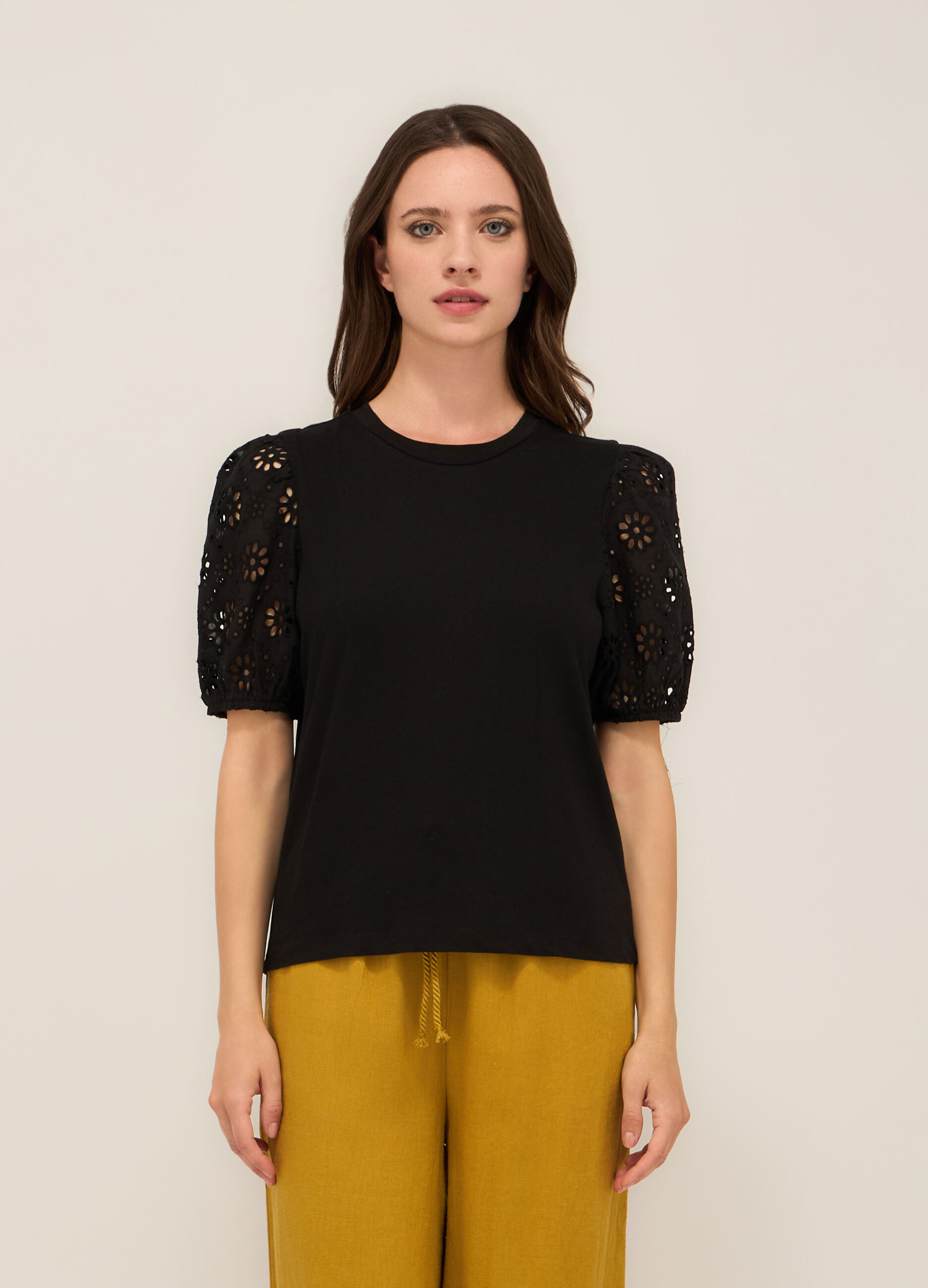 T-shirt in jersey di puro cotone donna_0