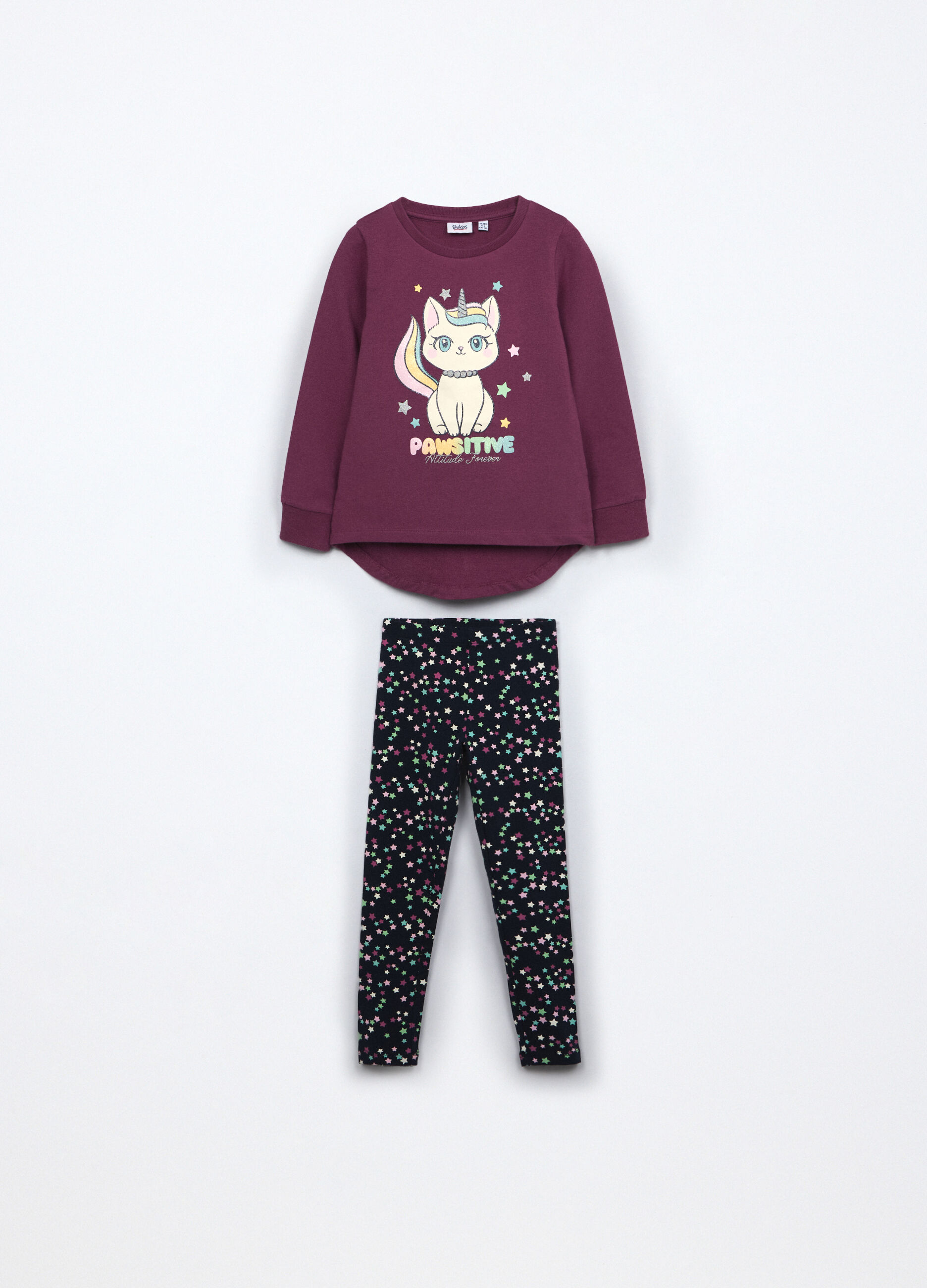 Jogging set in french terry di cotone stretch bambina_0