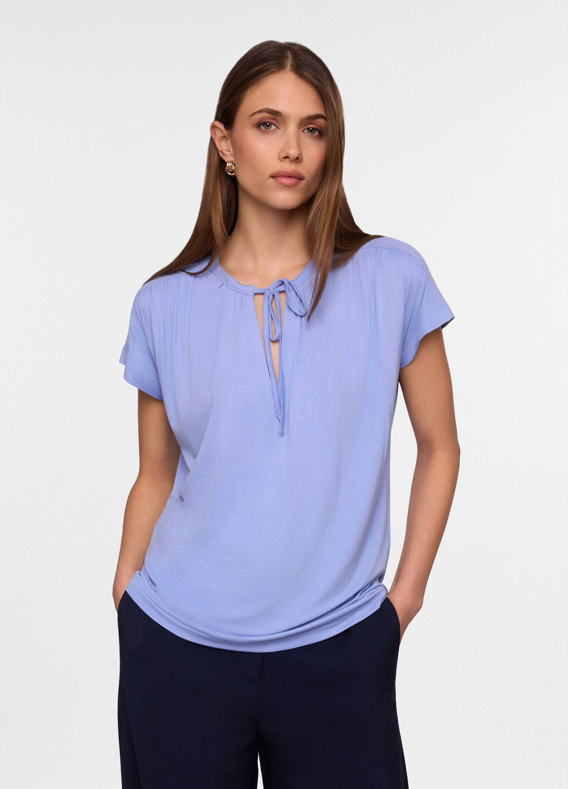 T-shirt girocollo stretch donna_0