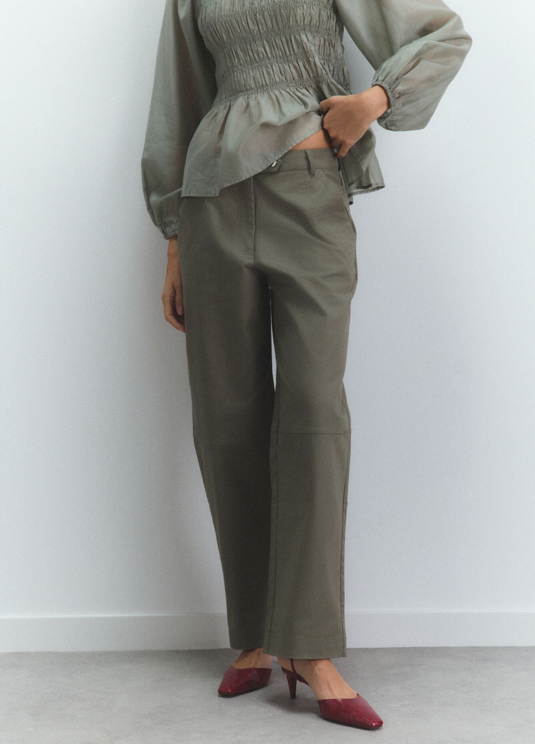 Pantaloni Fit Regular in Twill di cotone stretch donna_1