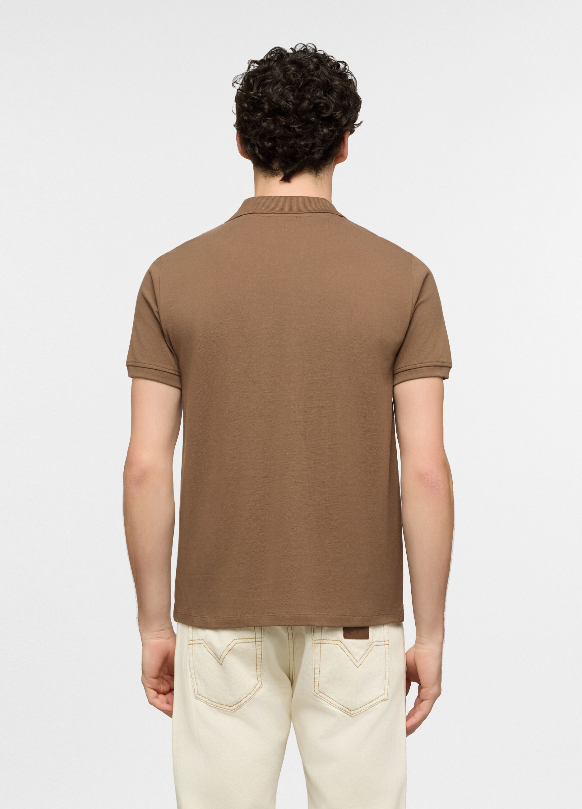 Polo a maniche corte in piquet di cotone uomo_1