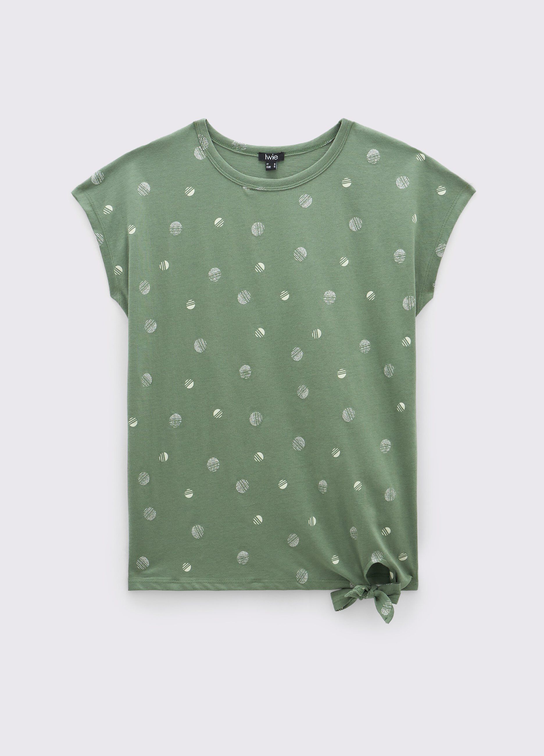 T-shirt in puro cotone con stampa glitter donna