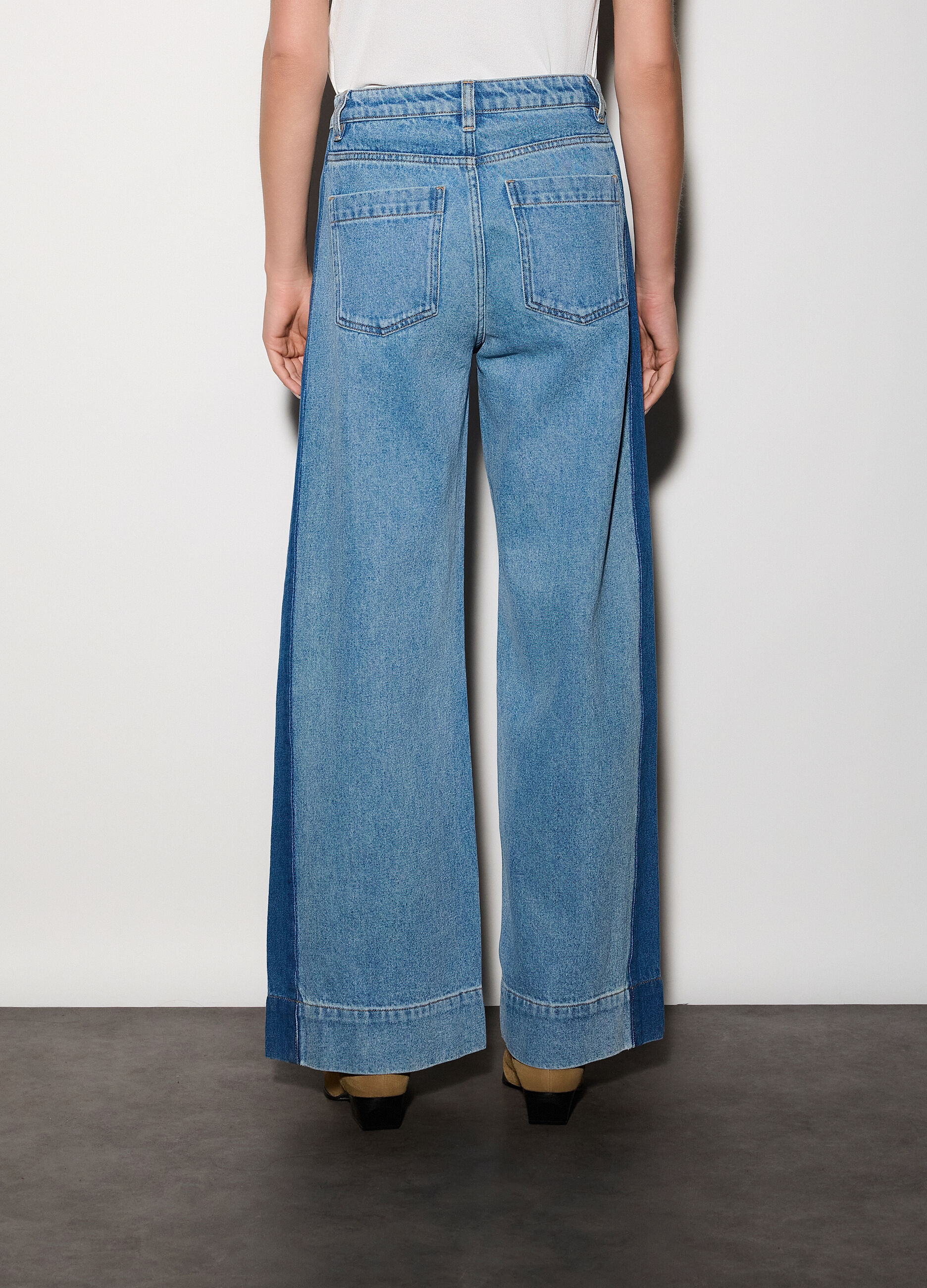 Pantaloni wide leg in denim donna_2
