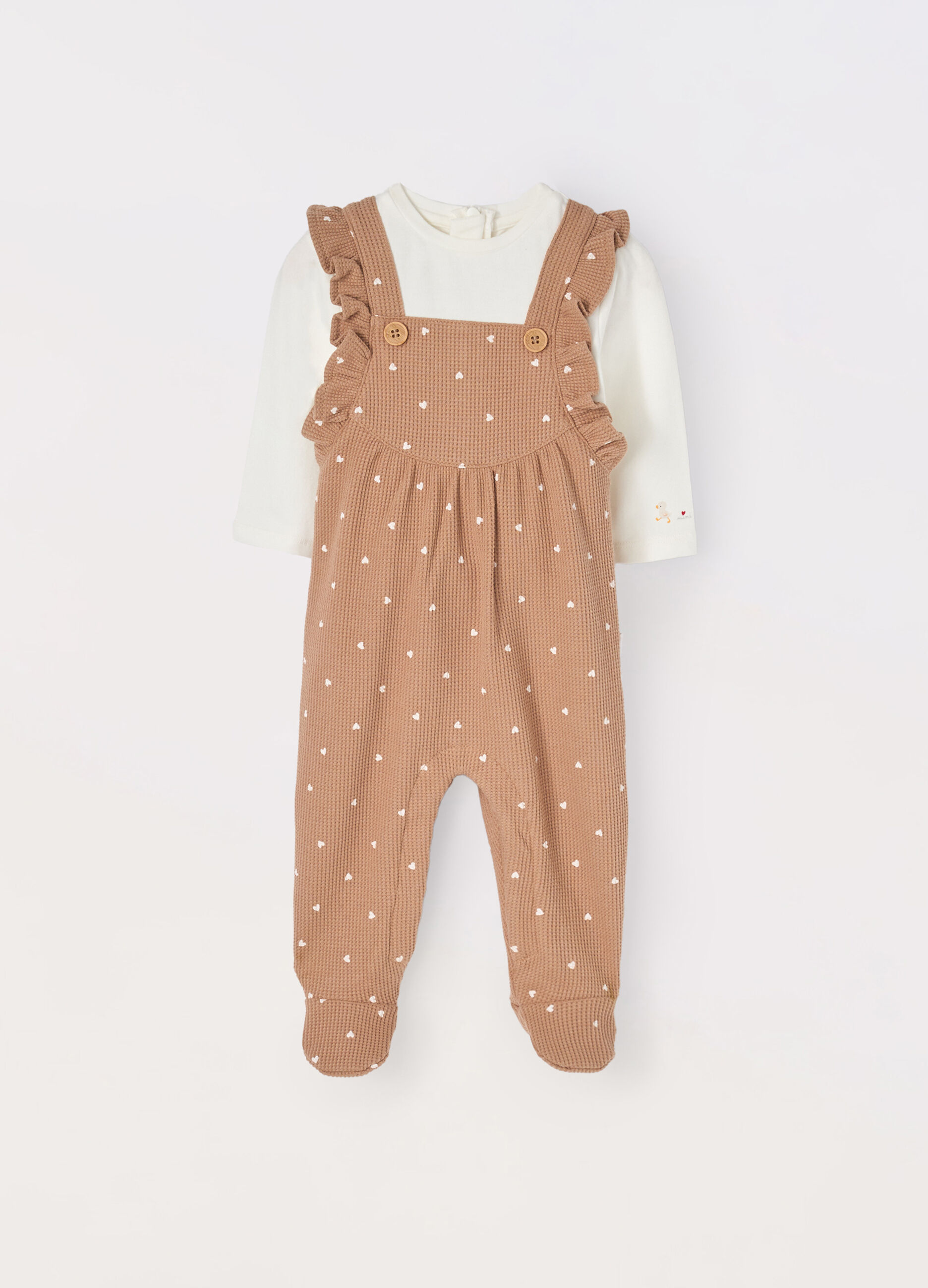 Set salopette + t-shirt in cotone stretch neonata_0