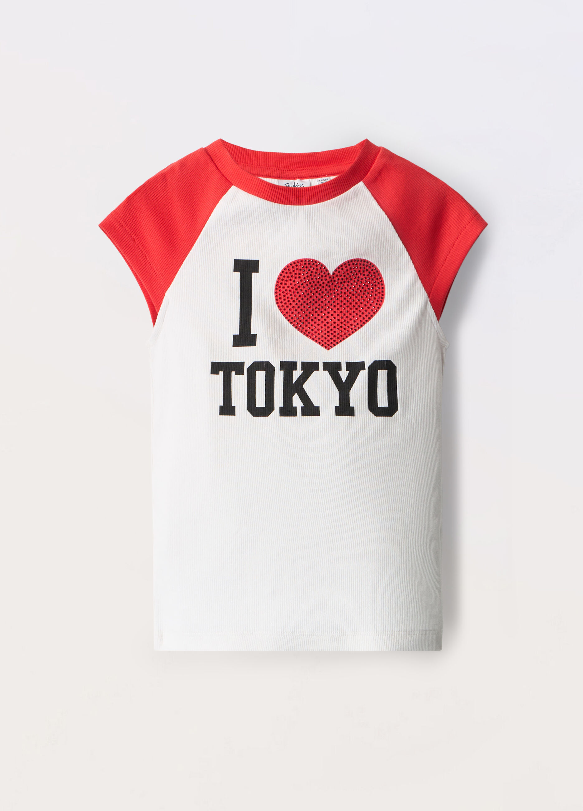 T-shirt in costina di cotone stretch ragazza_0