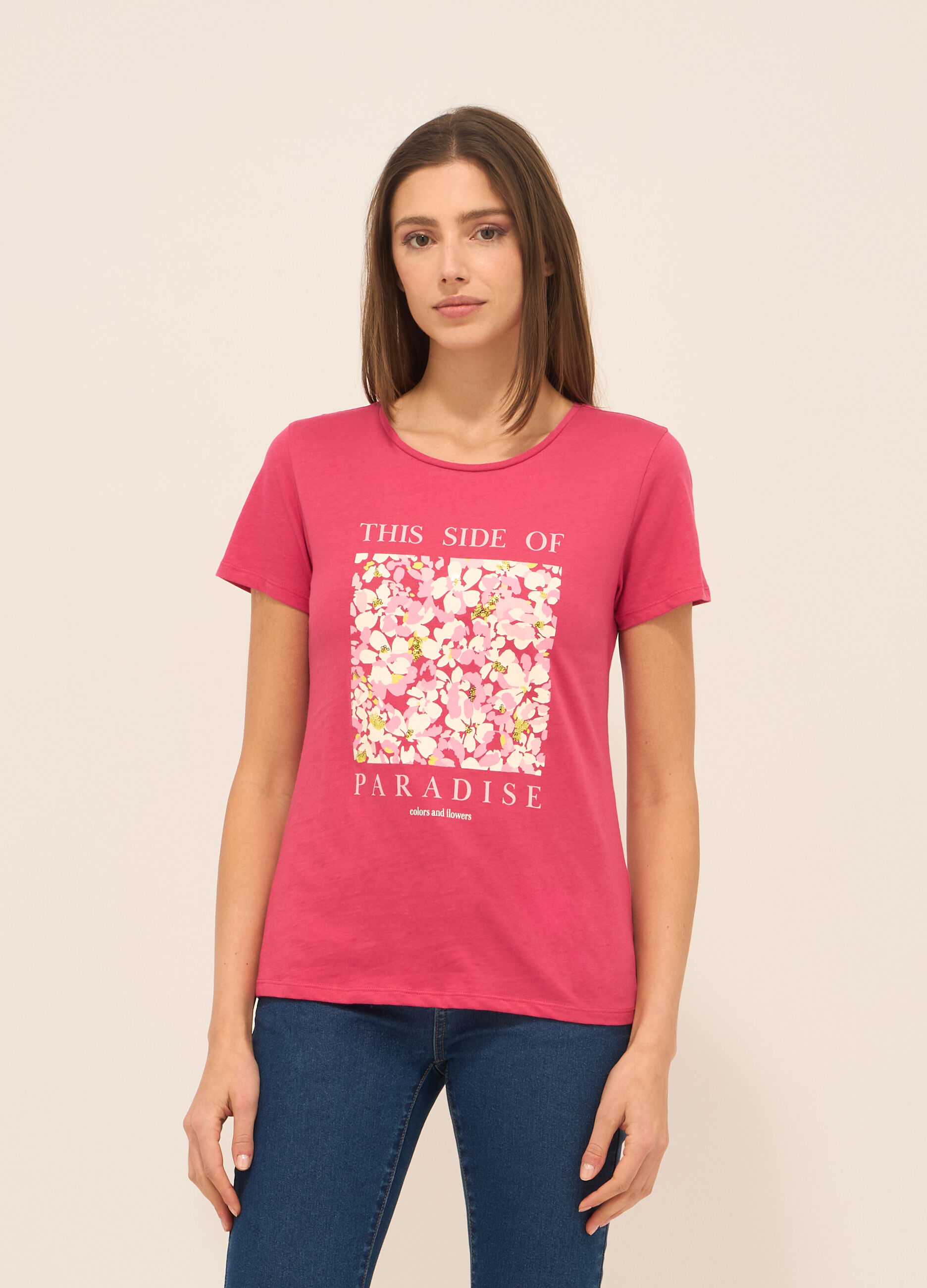 T-shirt in jersey di puro cotone donna