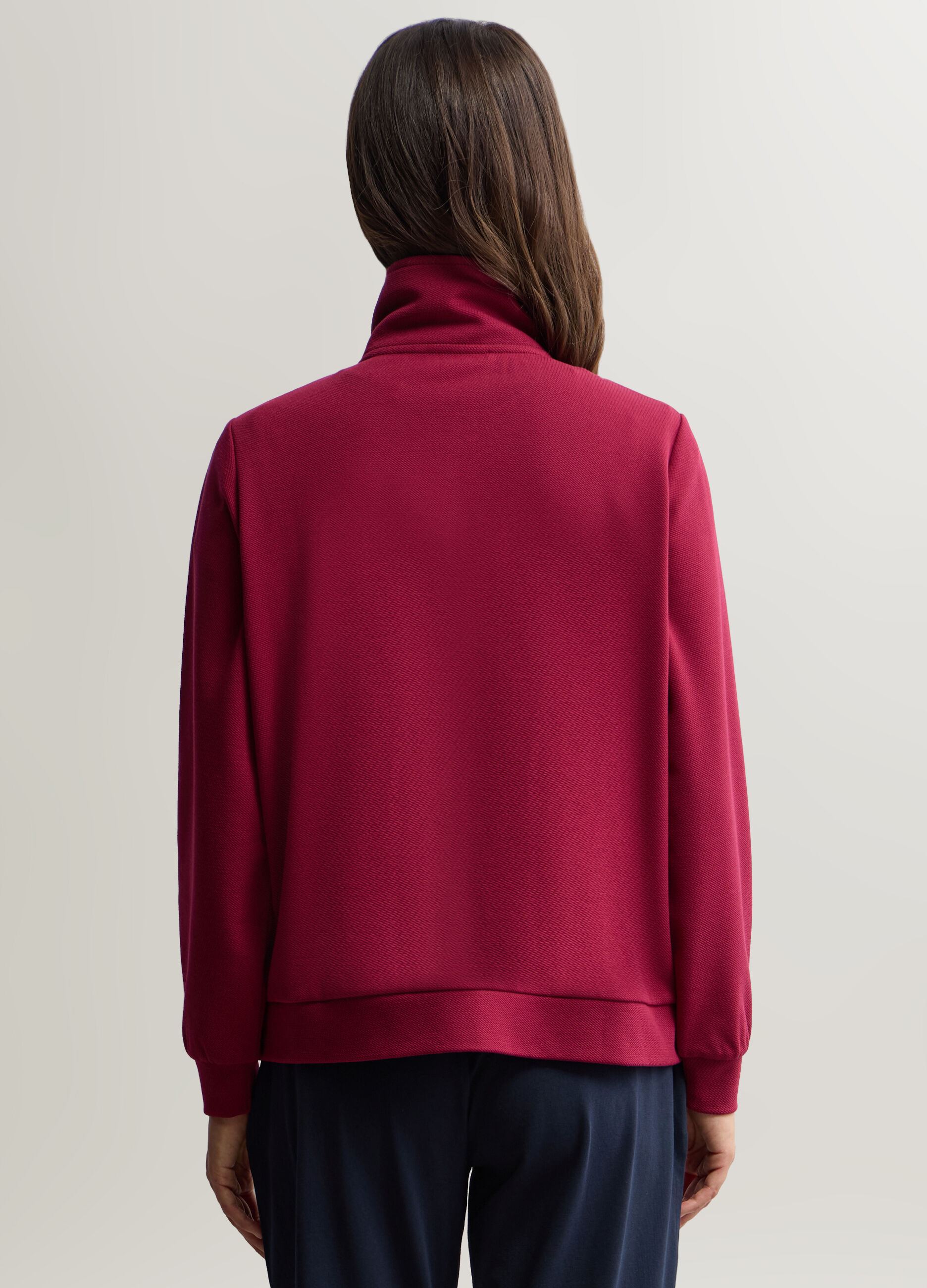 Felpa Full zip misto viscosa stretch Piquet donna_1