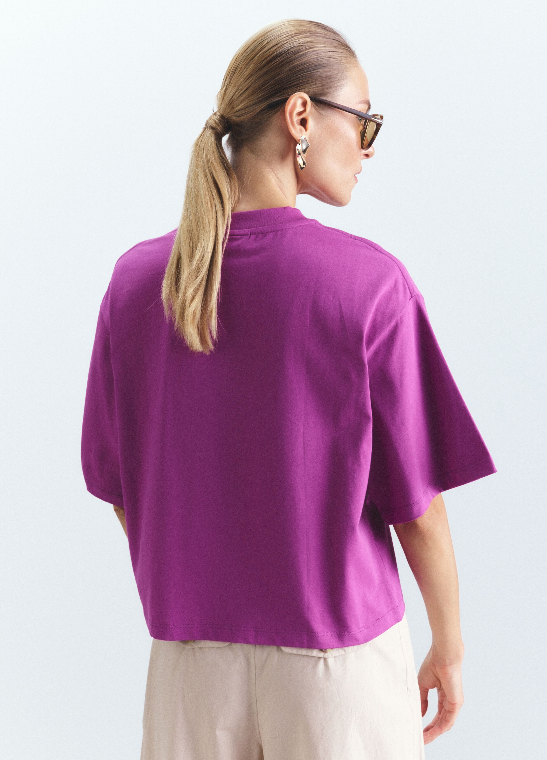 T-shirt girocollo Boxy Fit stretch donna_3