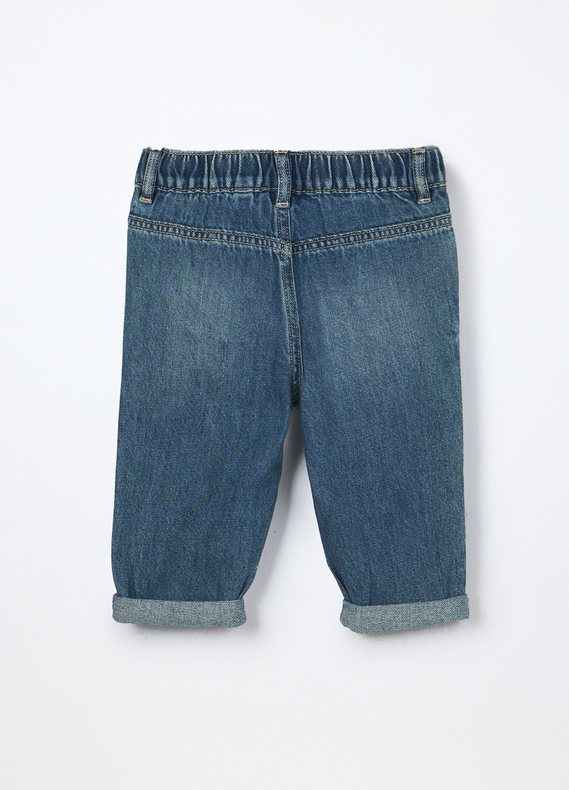 Pantaloni in denim misto cotone neonato_1