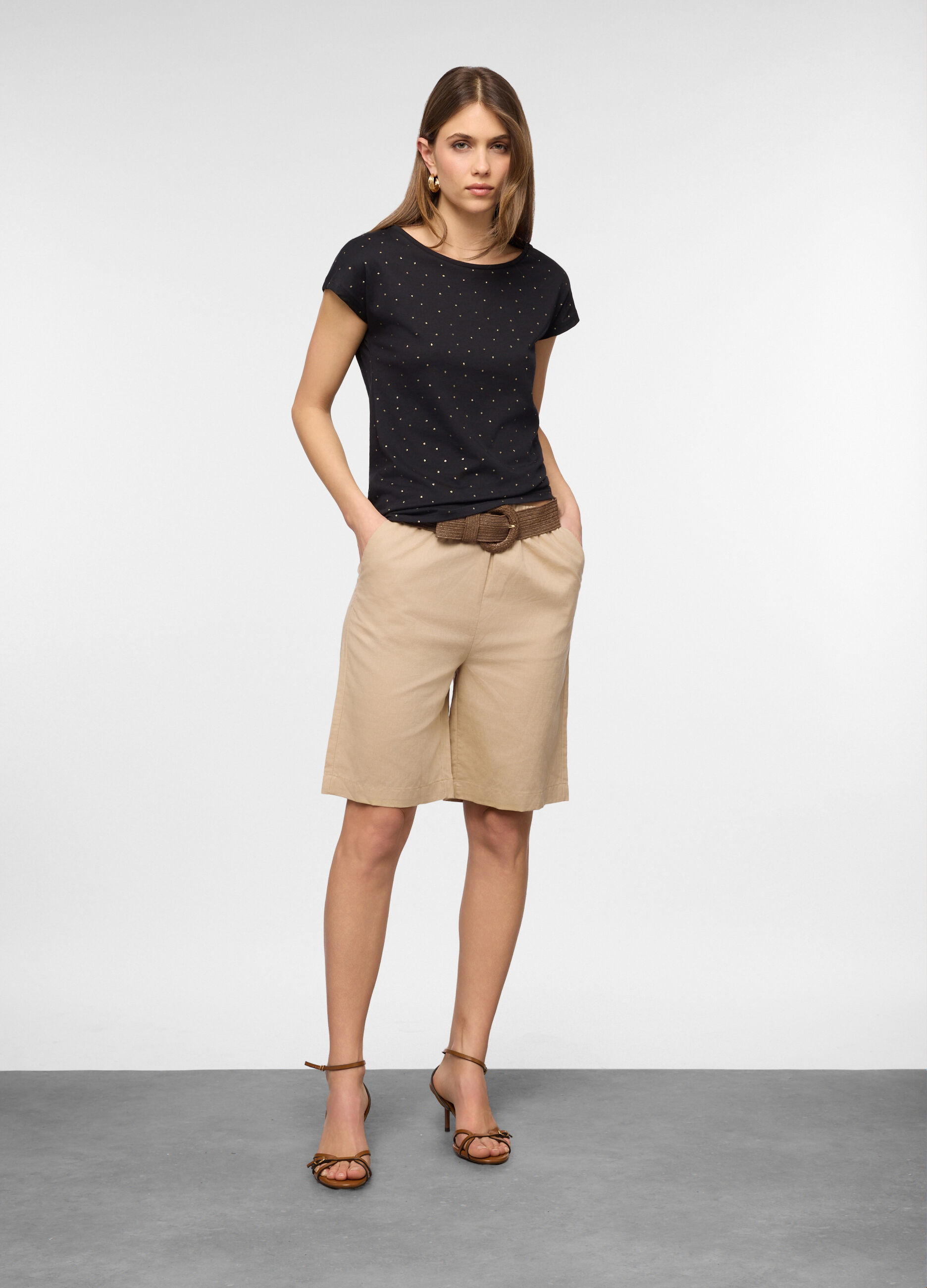 Shorts wide leg misto lino donna_0