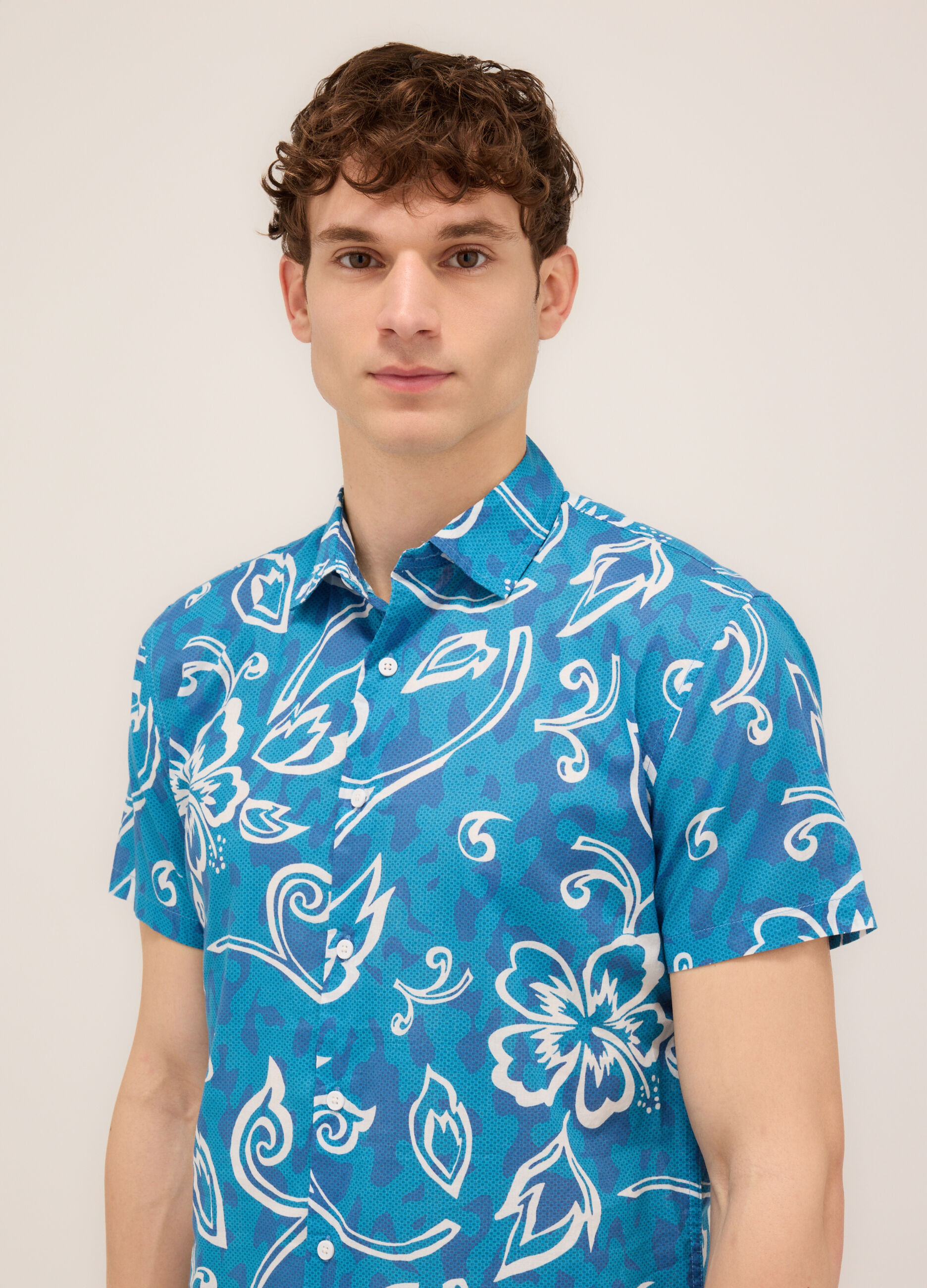 Camicia a maniche corte a fantasia uomo