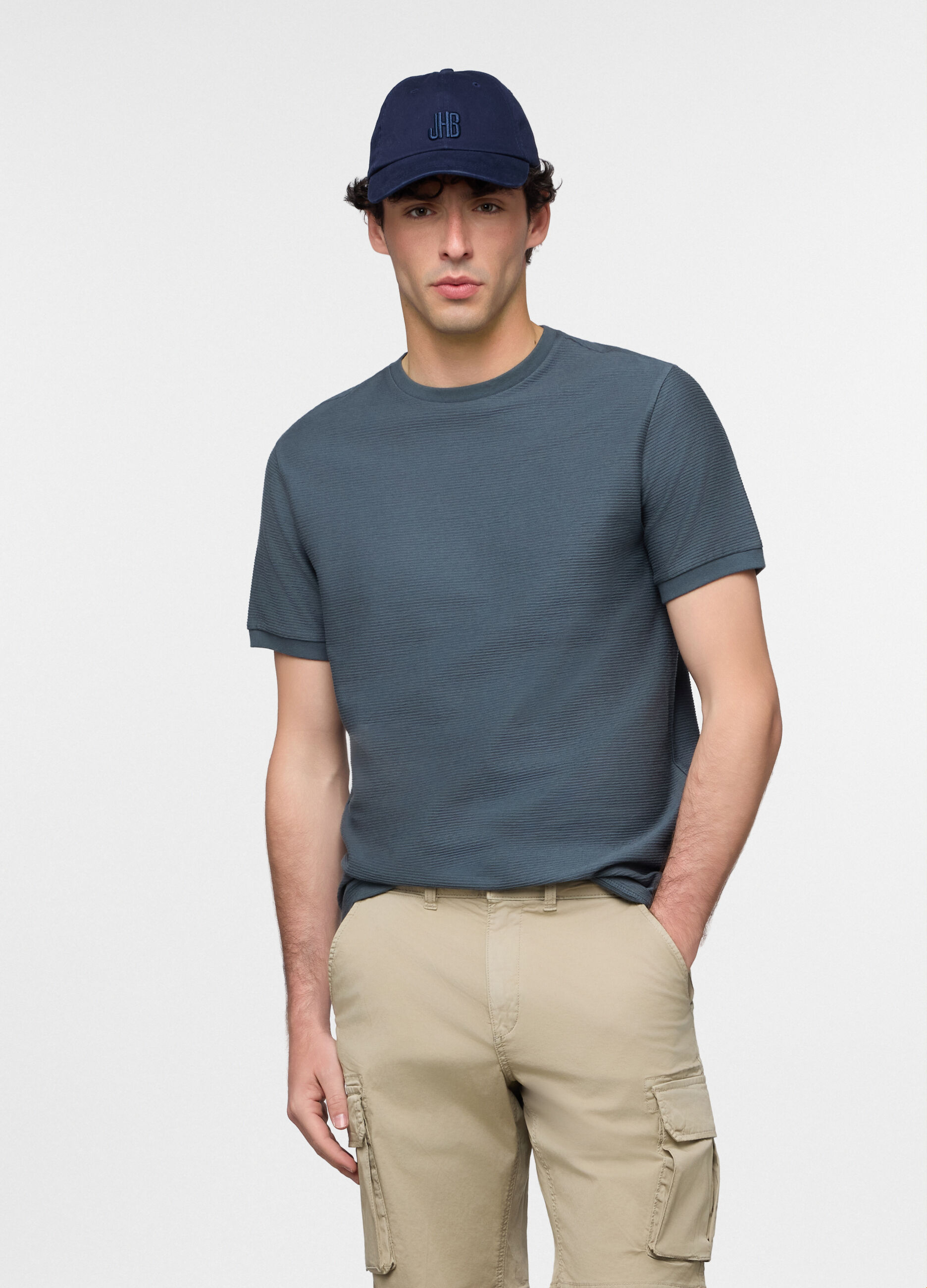T-shirt girocollo a costine uomo_0