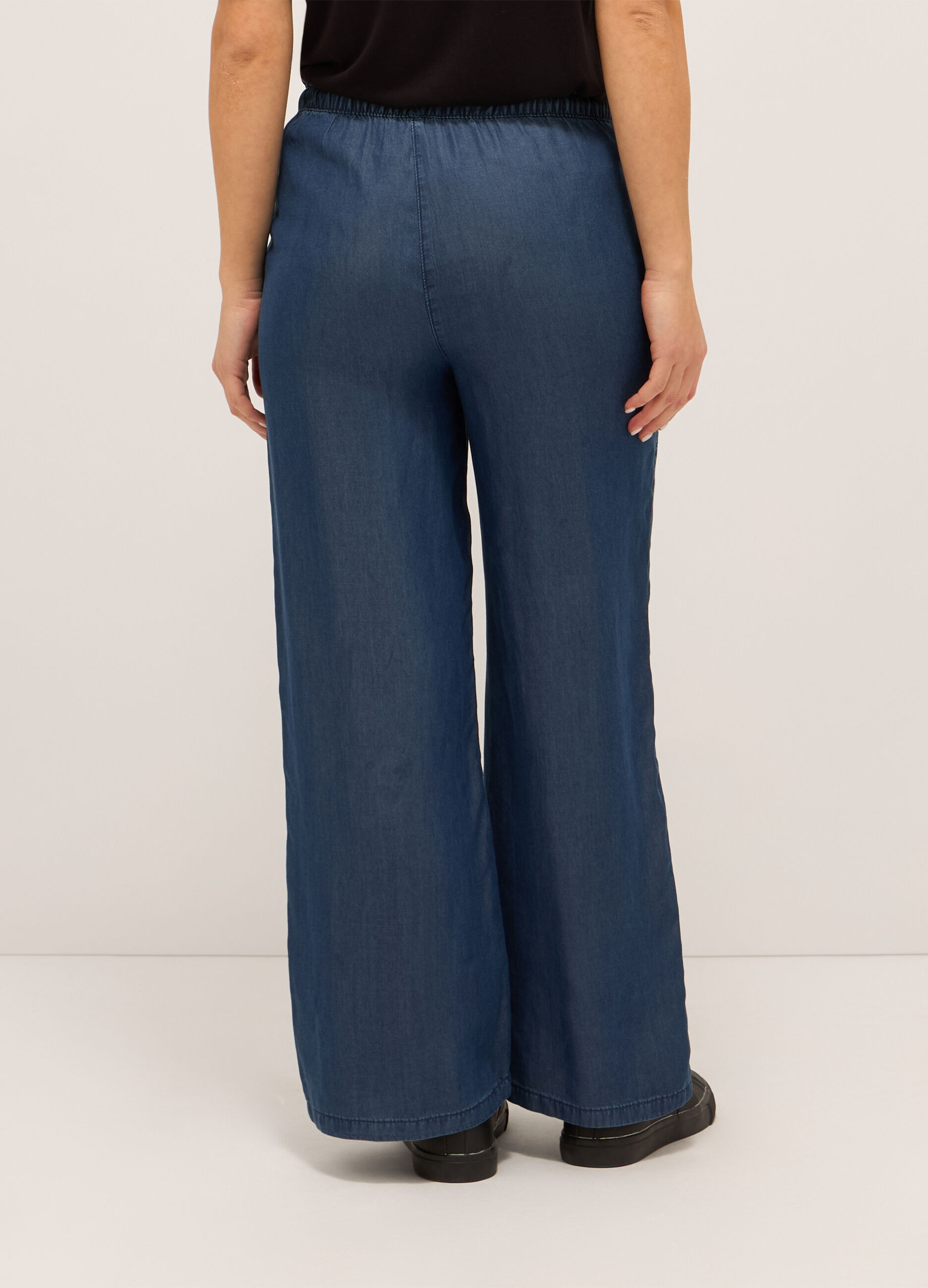 Pantaloni wide leg in pura lyocell donna_1