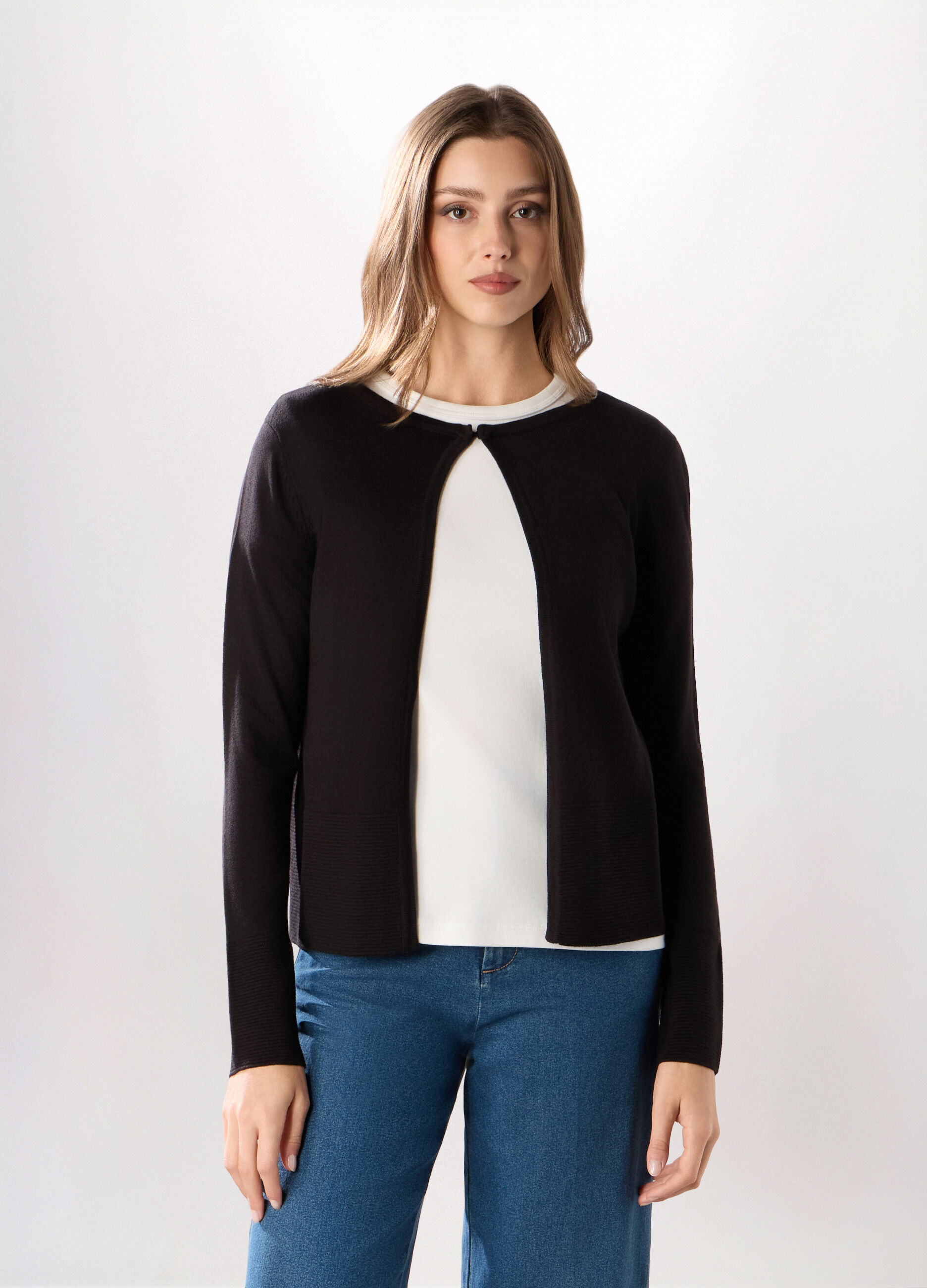 Cardigan tricot misto cotone donna_0