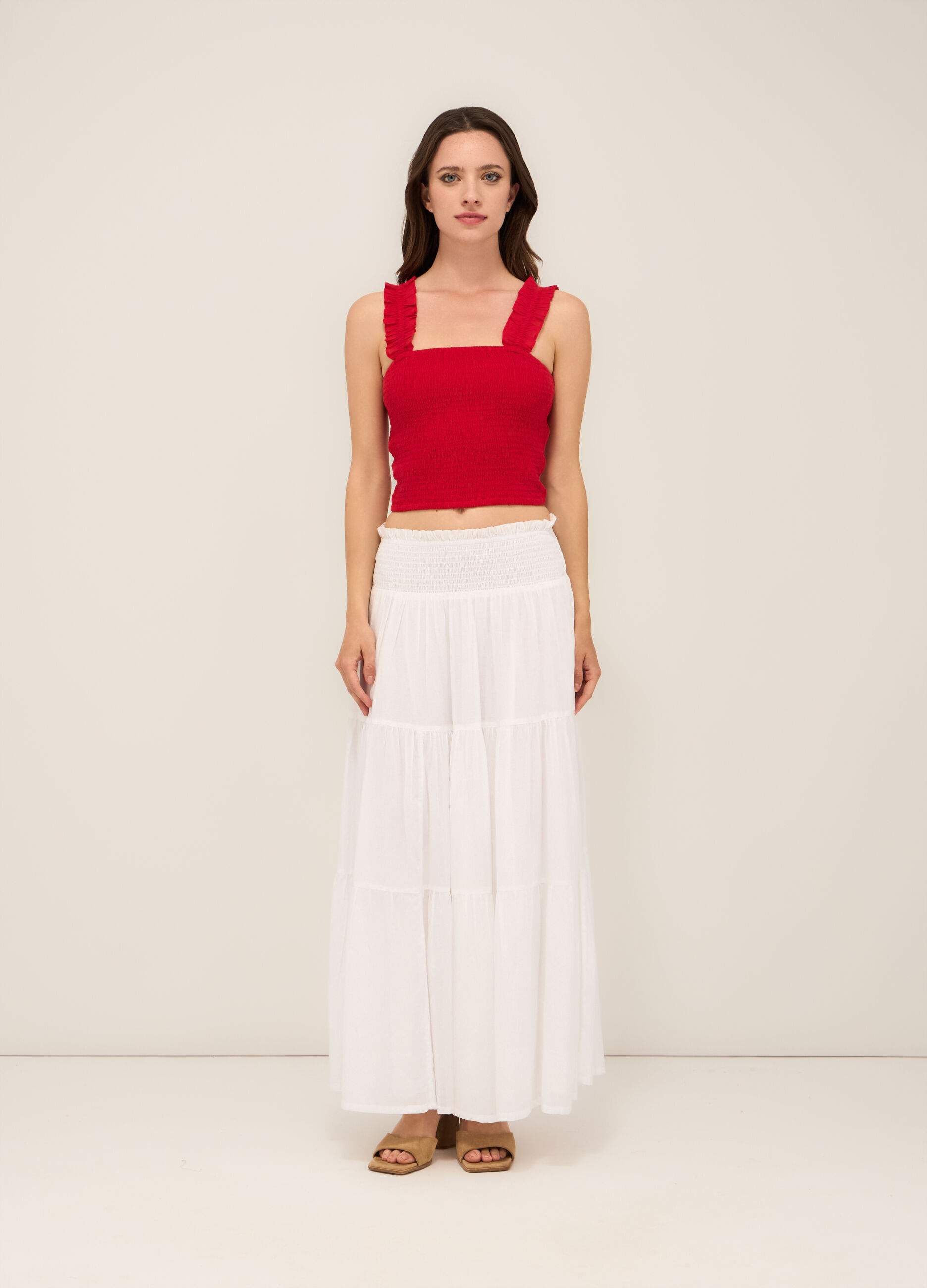 Gonna lunga in misto cotone voile donna_0