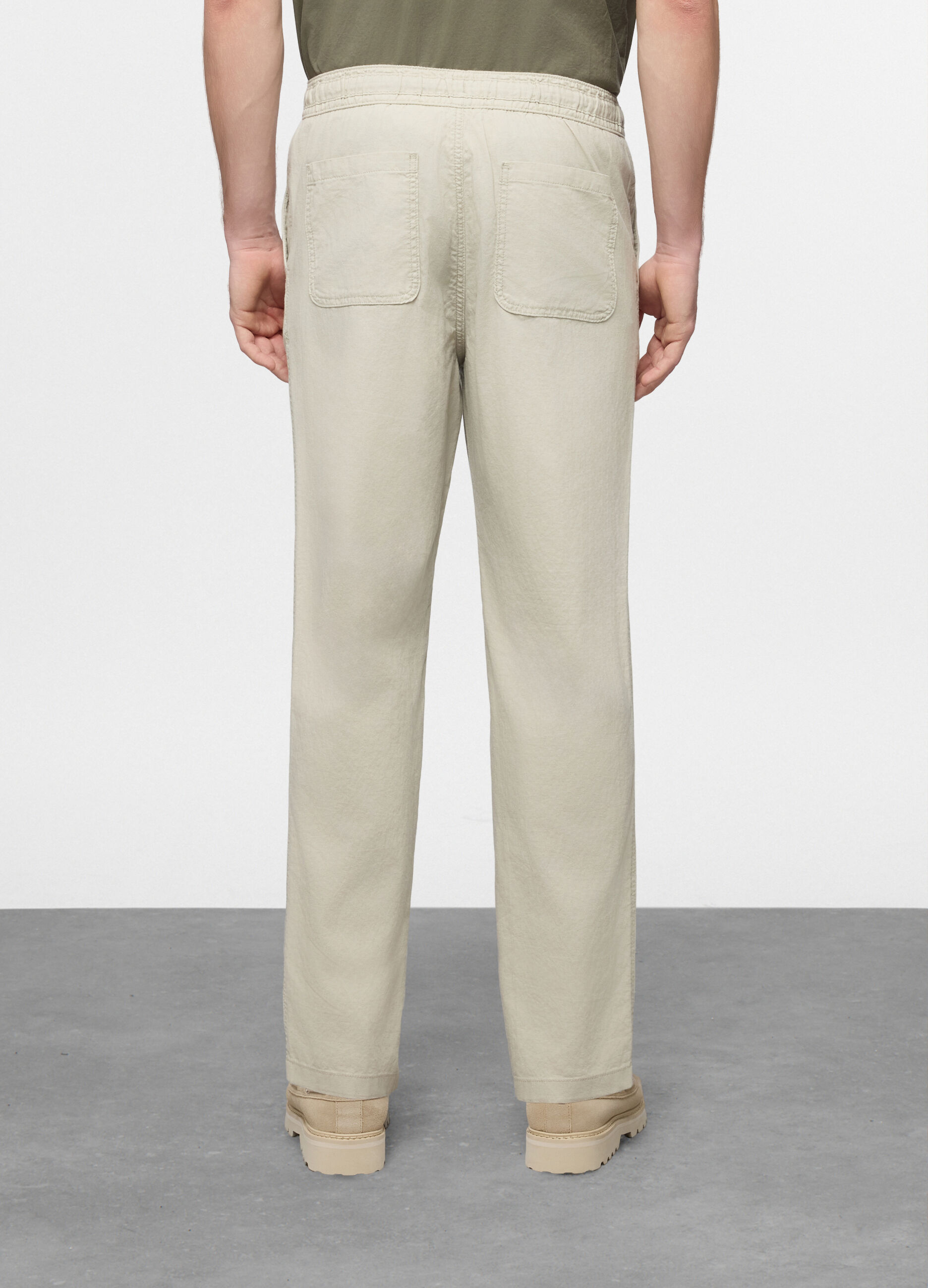 Pantalone chino relaxed fit in misto lino cotone uomo_1