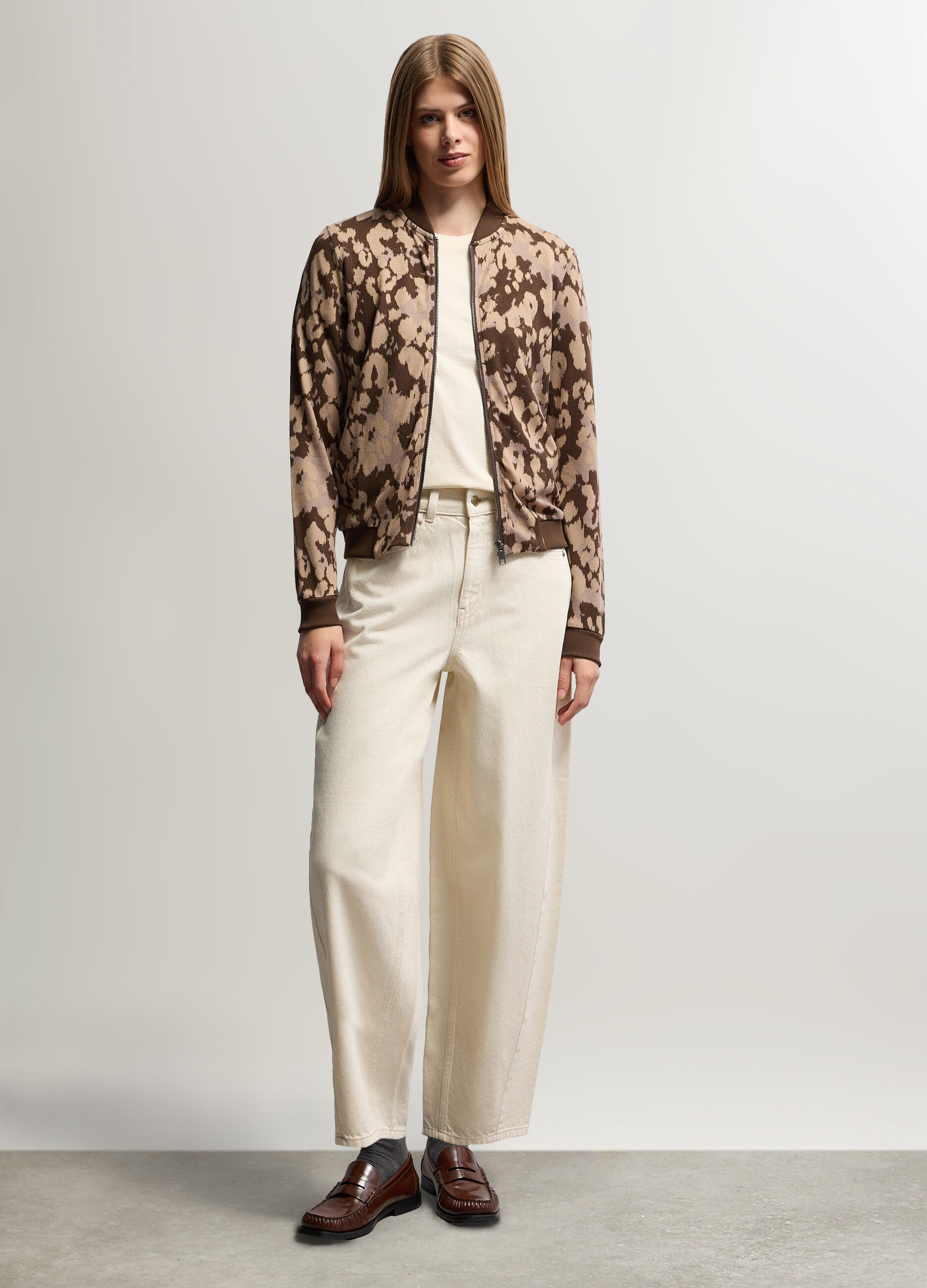 Pantaloni Balloon Fit in Twill di puro cotone donna_0