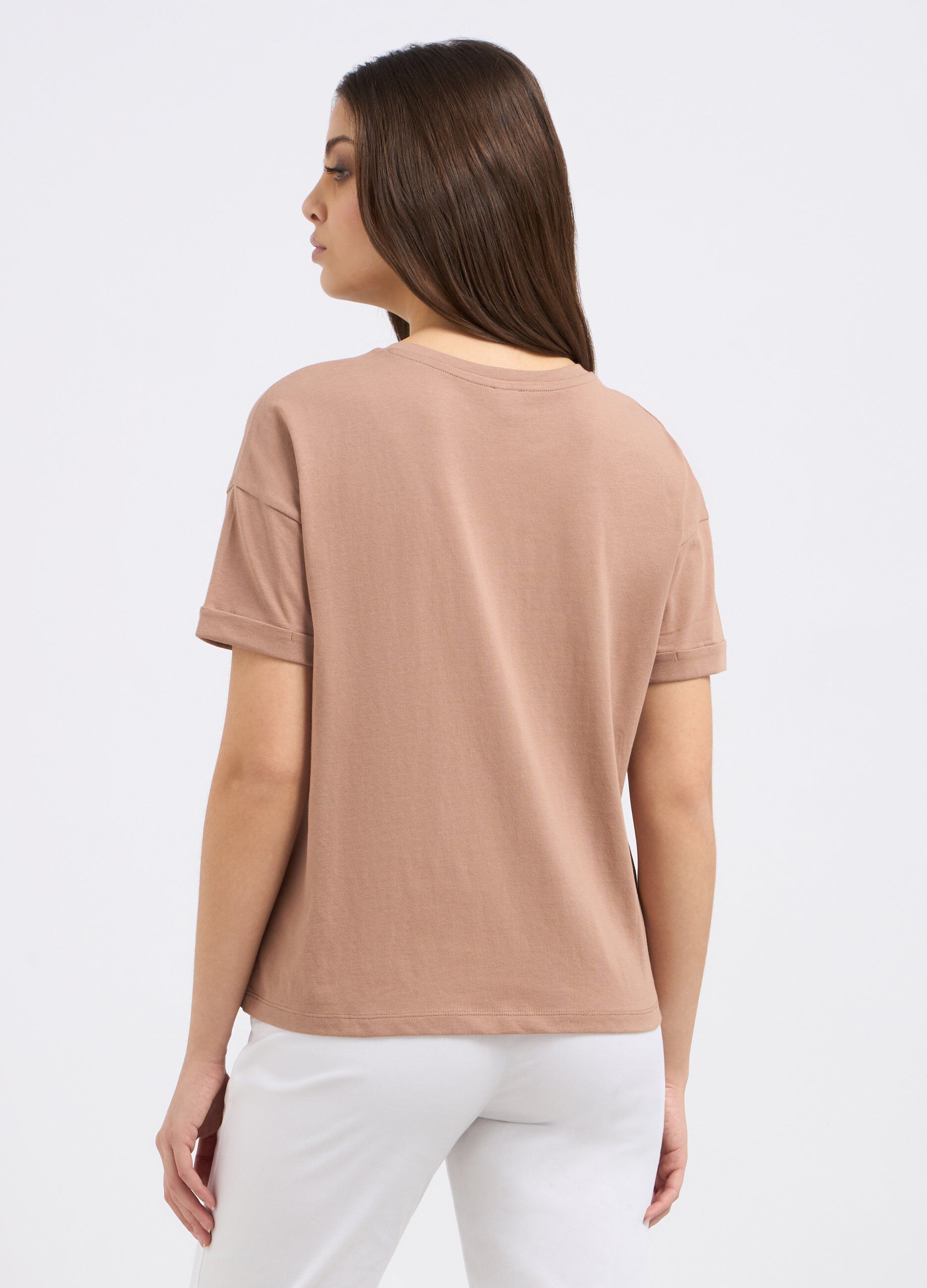 T-shirt in puro cotone con taschino donna_1