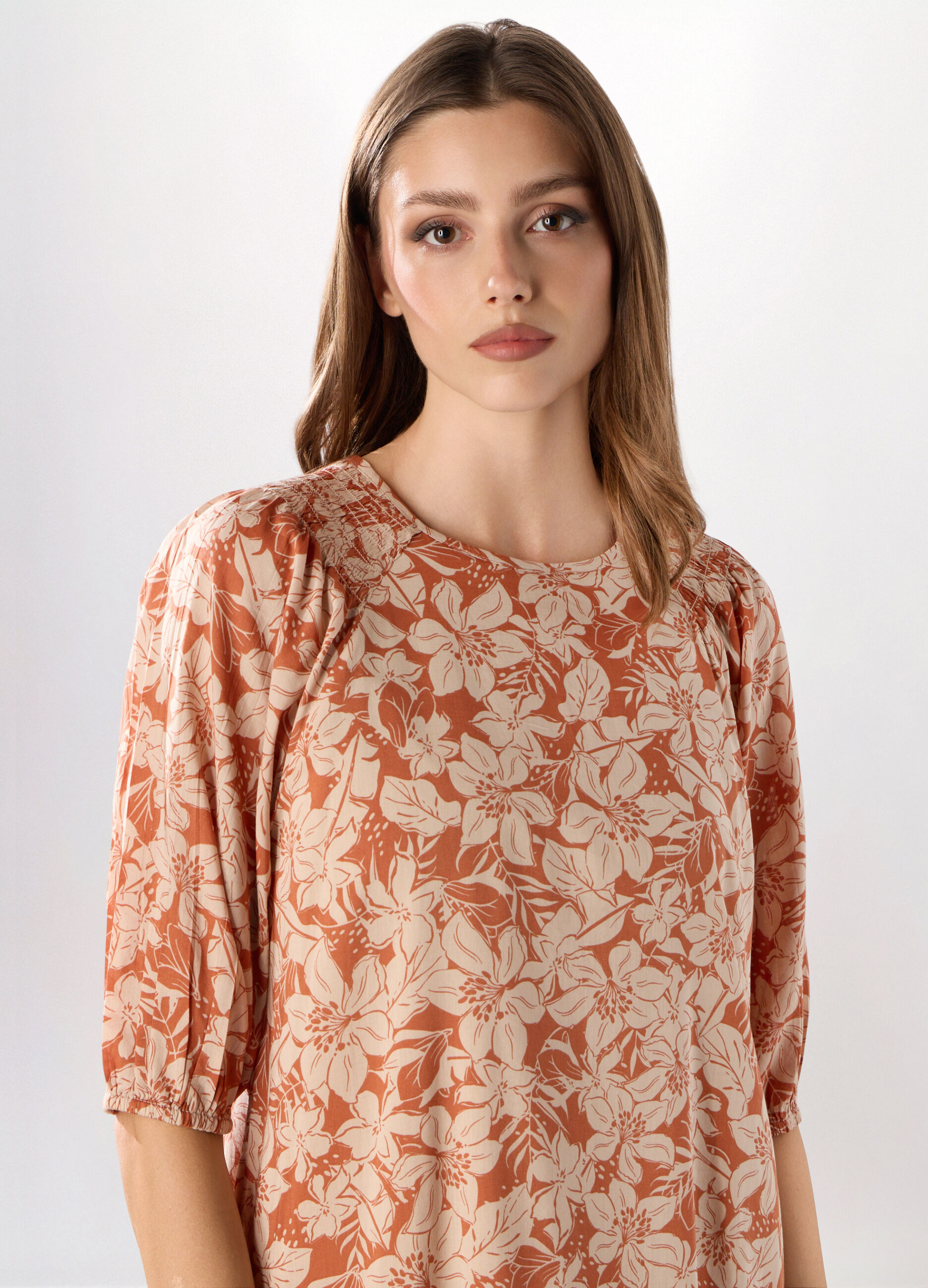 Abito corto misto cotone donna_2