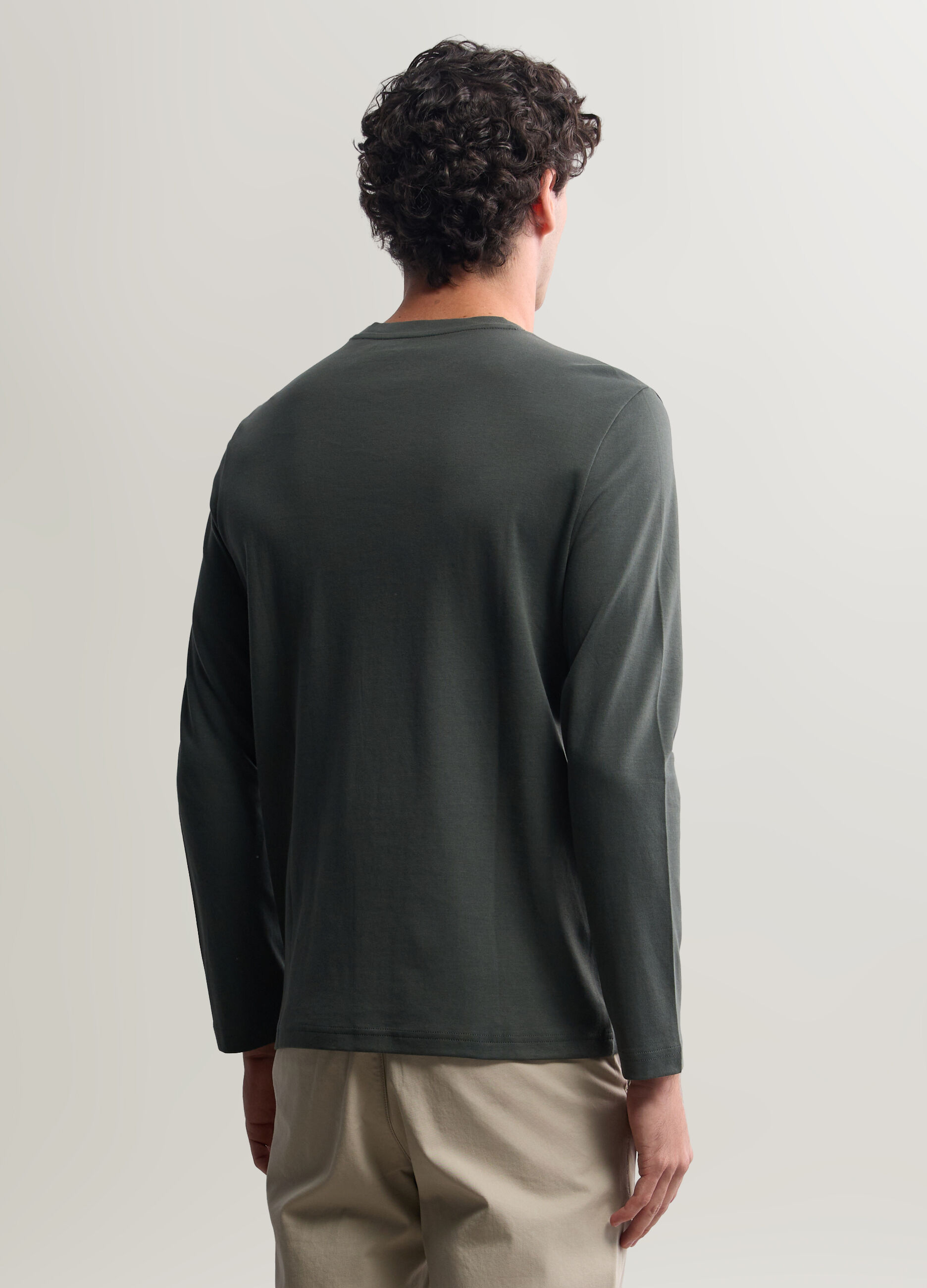 Maglia girocollo in interlock di cotone uomo_1