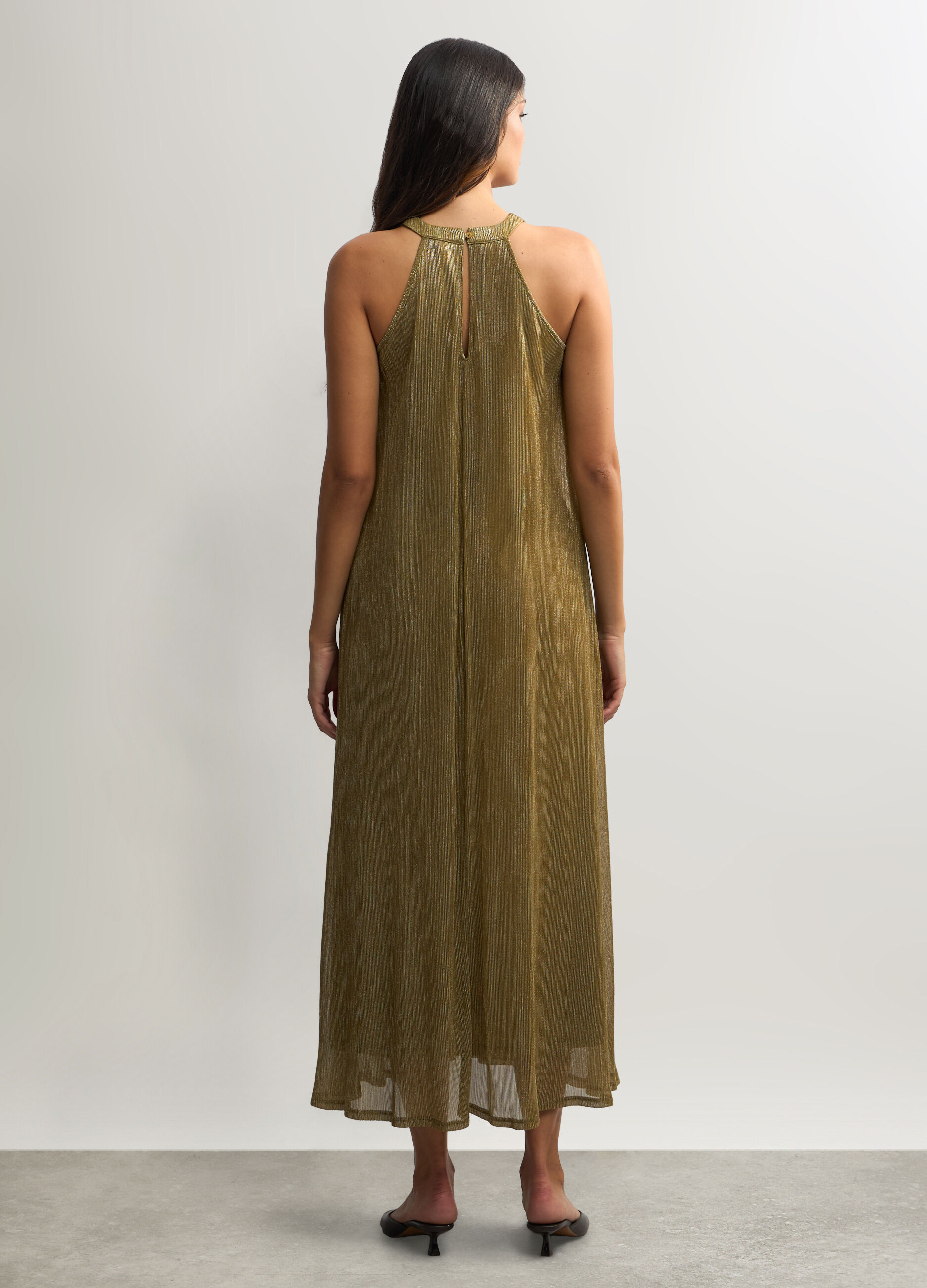 Abito lungo in costina con filo lurex donna_1