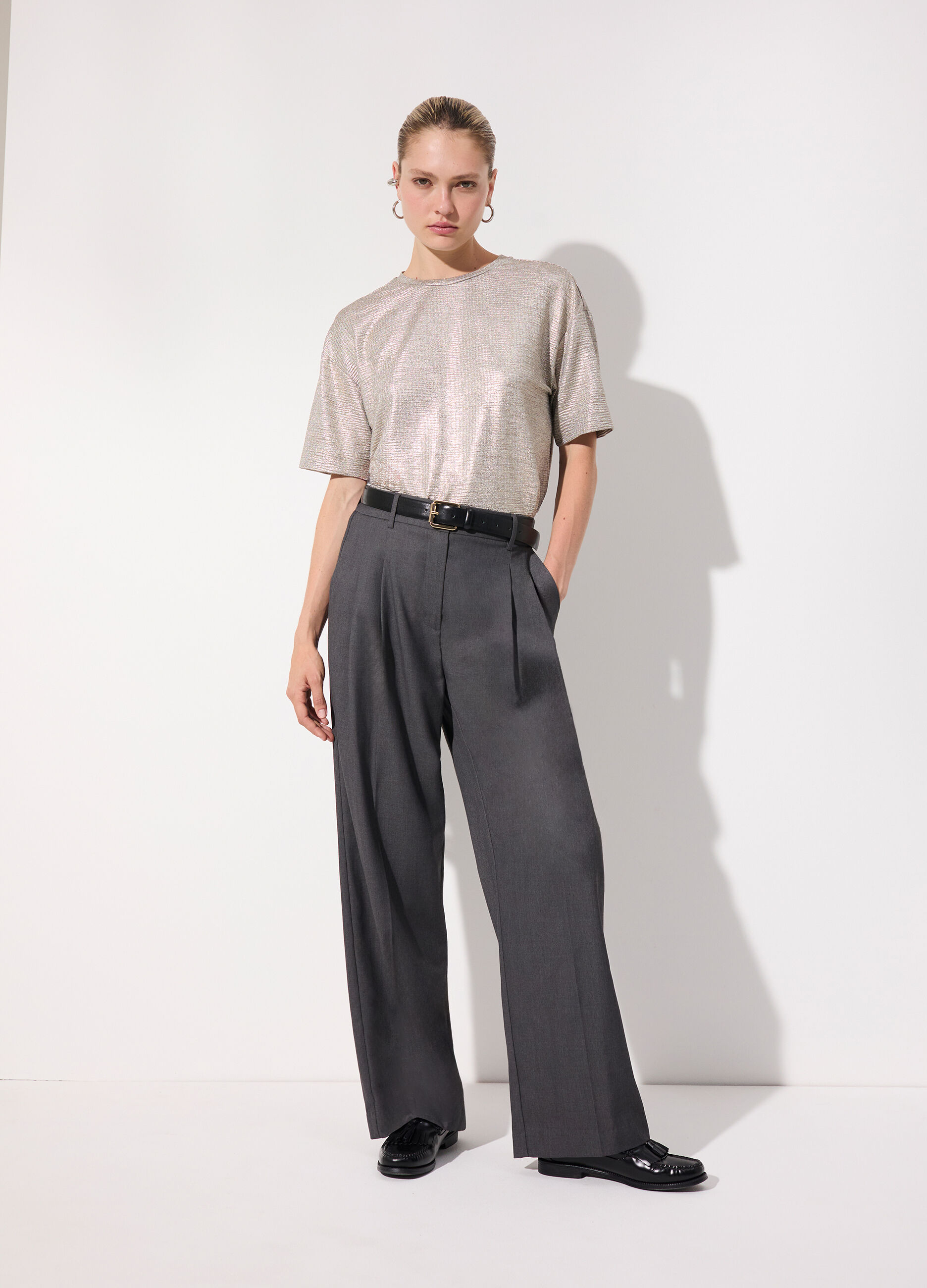 T-shirt effetto lamé donna_0