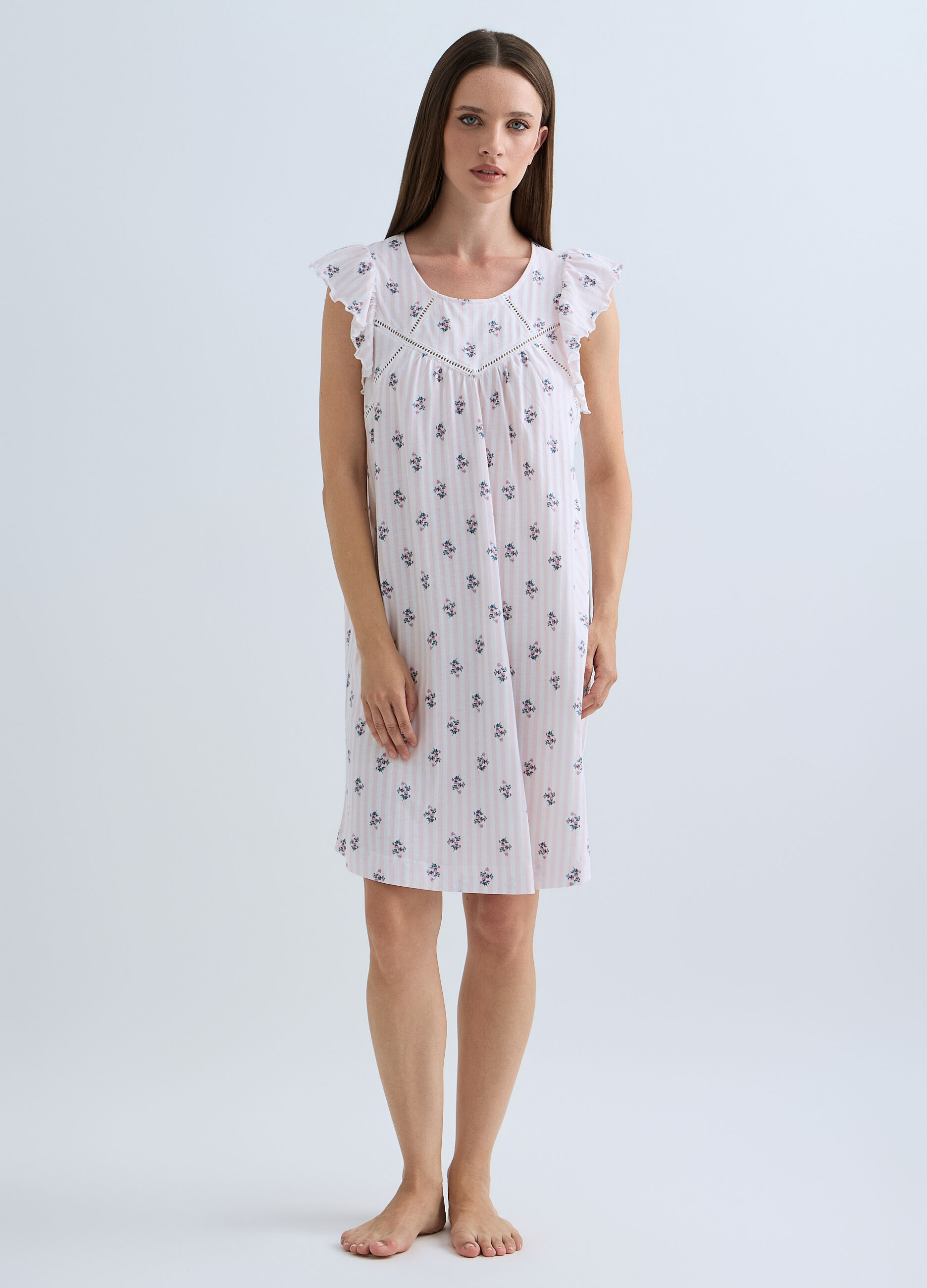 Camicia da notte in jersey di puro cotone donna_0