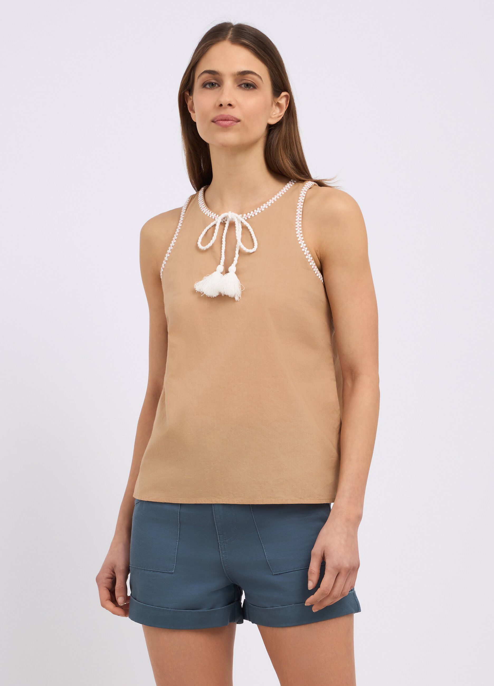 Blusa in puro cotone con ricami donna_0