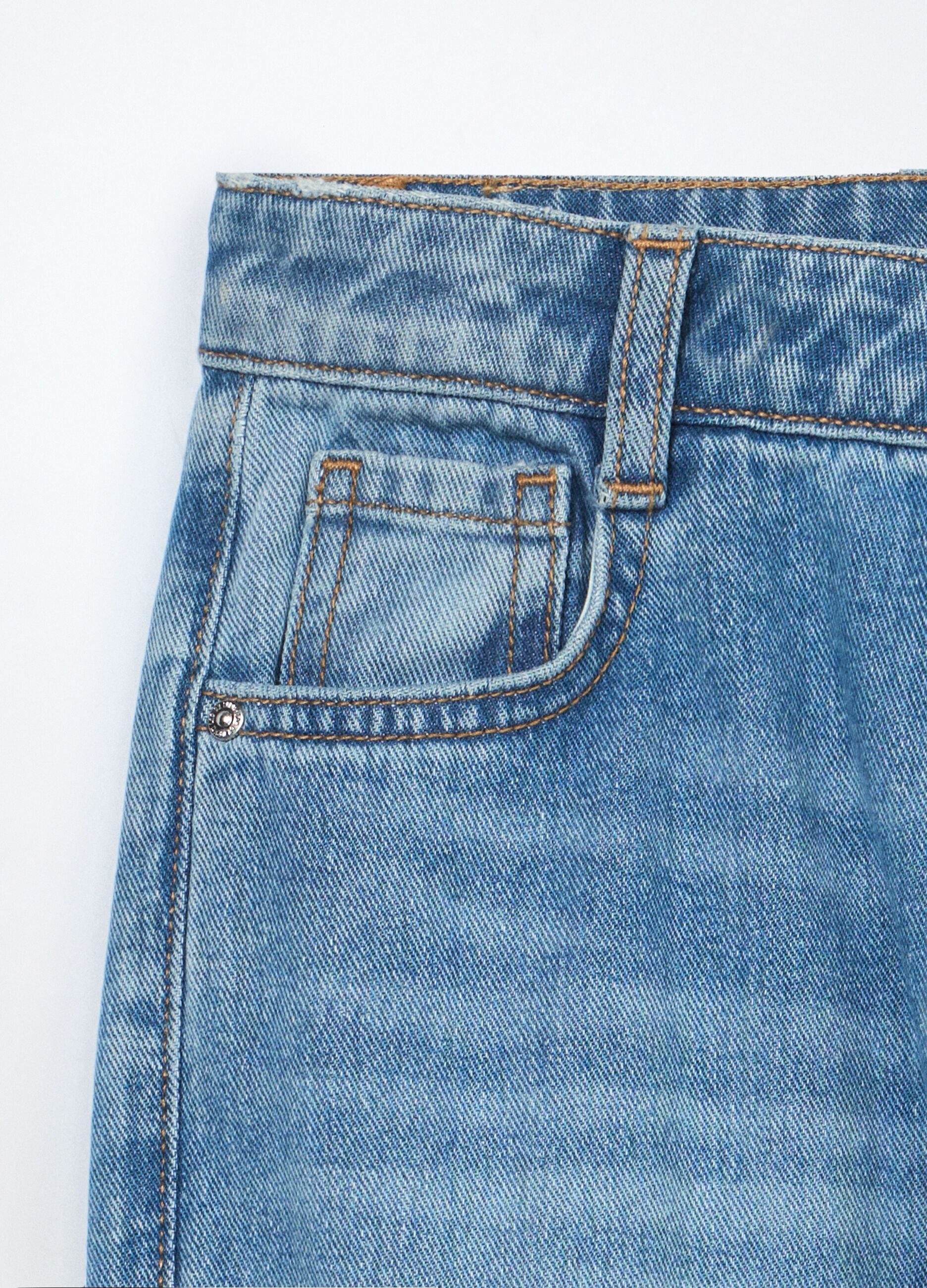 Pantaloni cargo in denim di puro cotone ragazza_2
