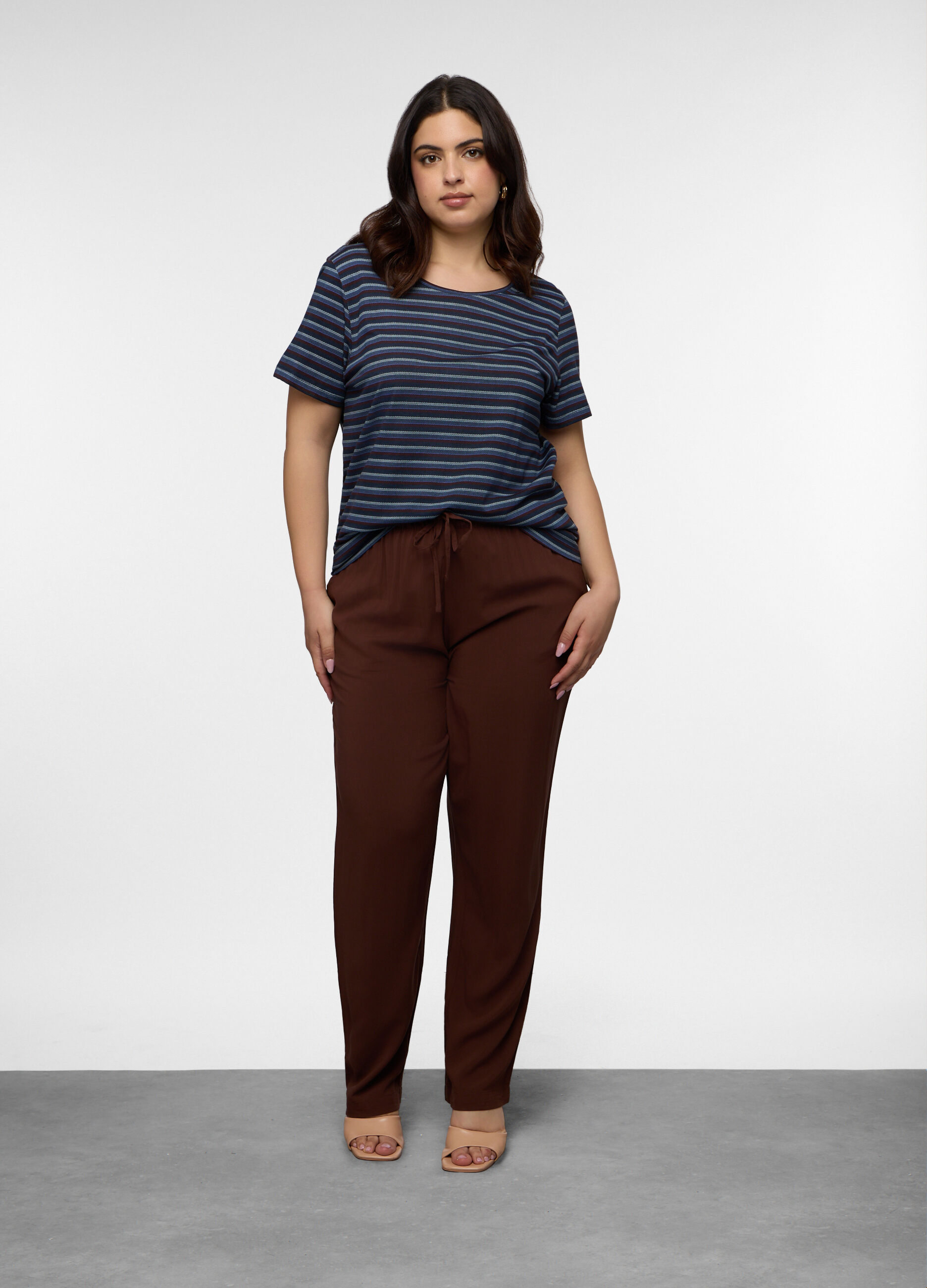Pantaloni Fit regular in pura viscosa donna curvy_0