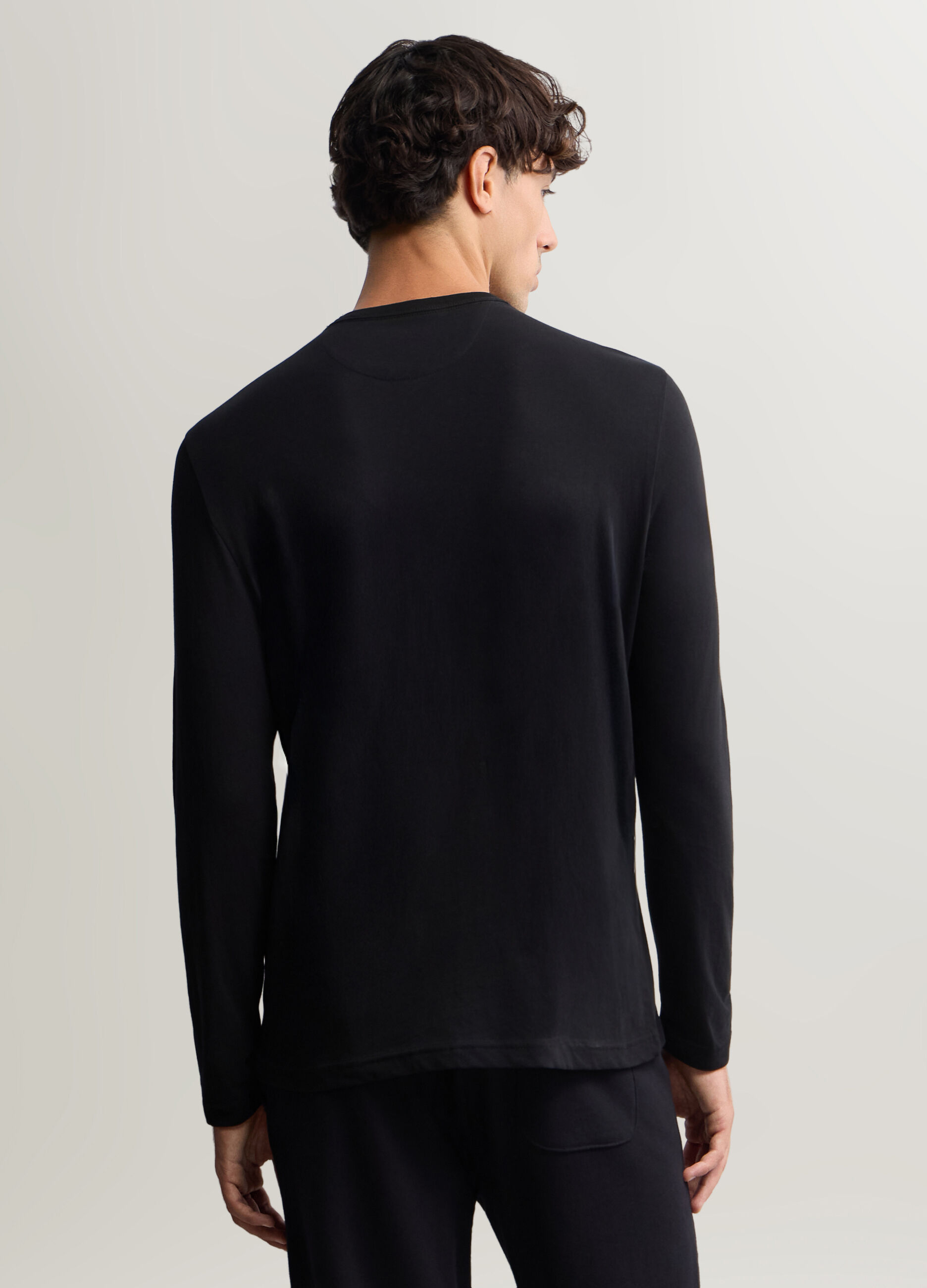 Maglia girocollo a maniche lunghe in cotone uomo_1