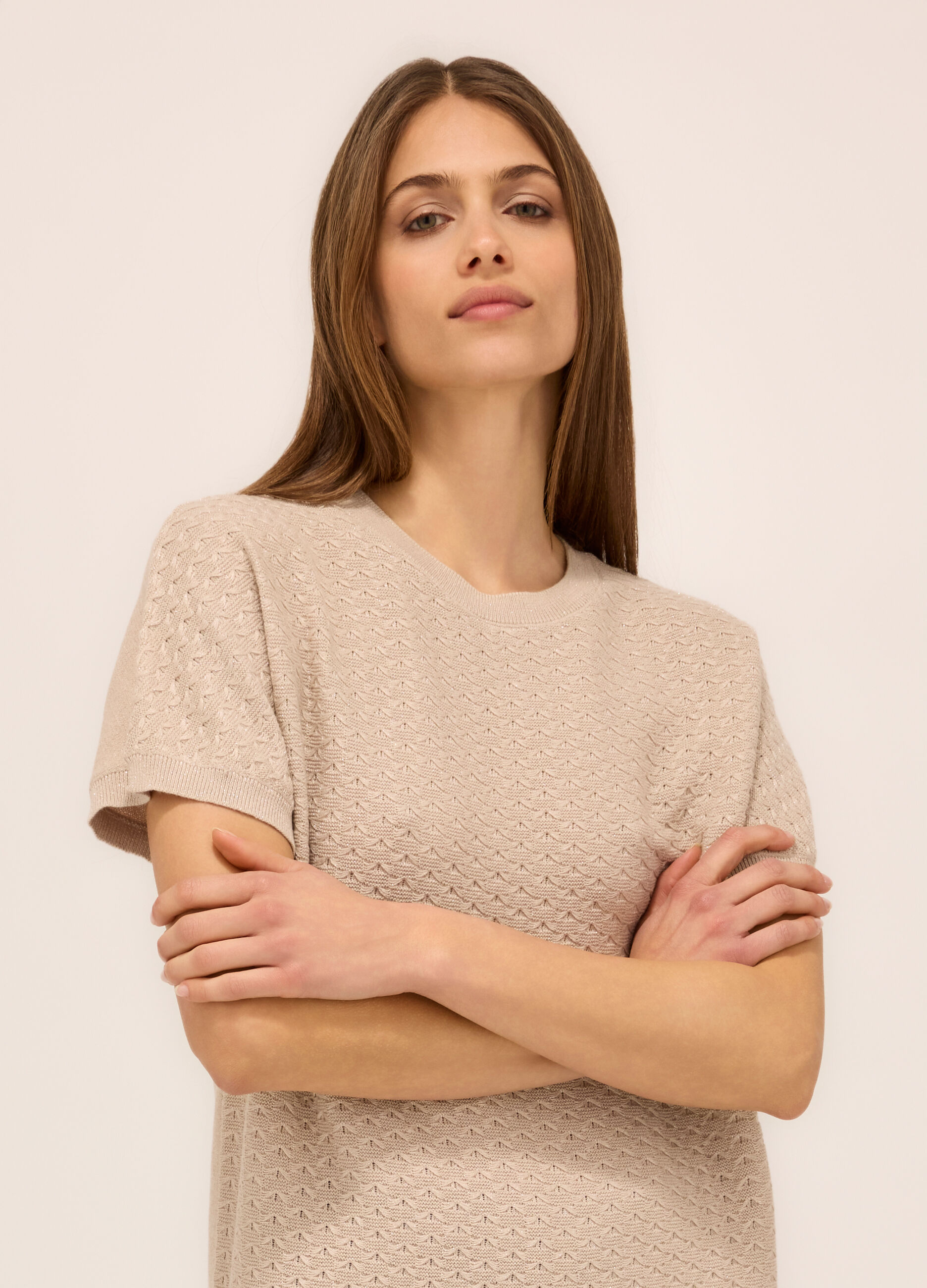 Maglia tricot a maniche corte donna_2