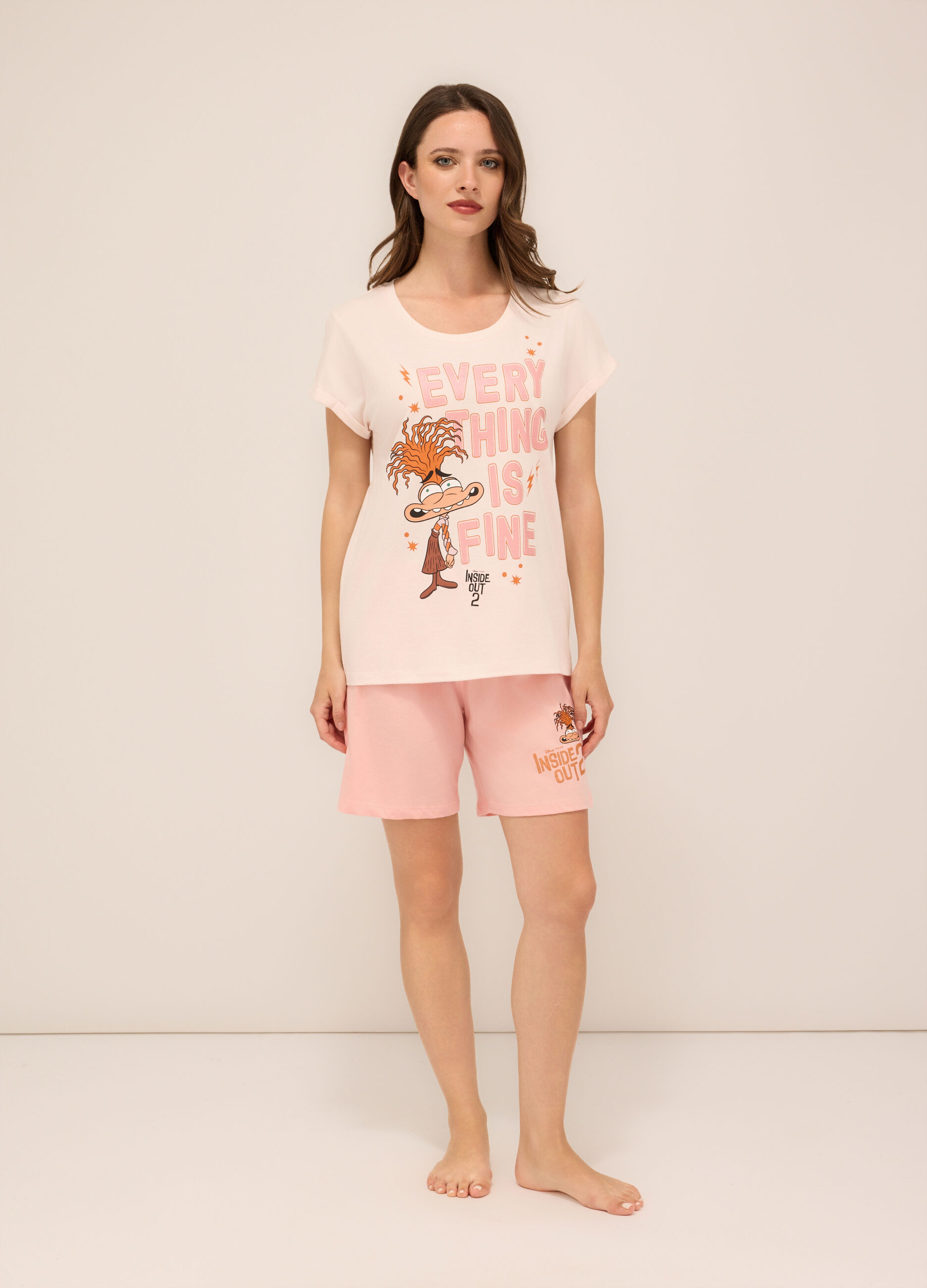Set pigiama corto in jersey di puro cotone donna
