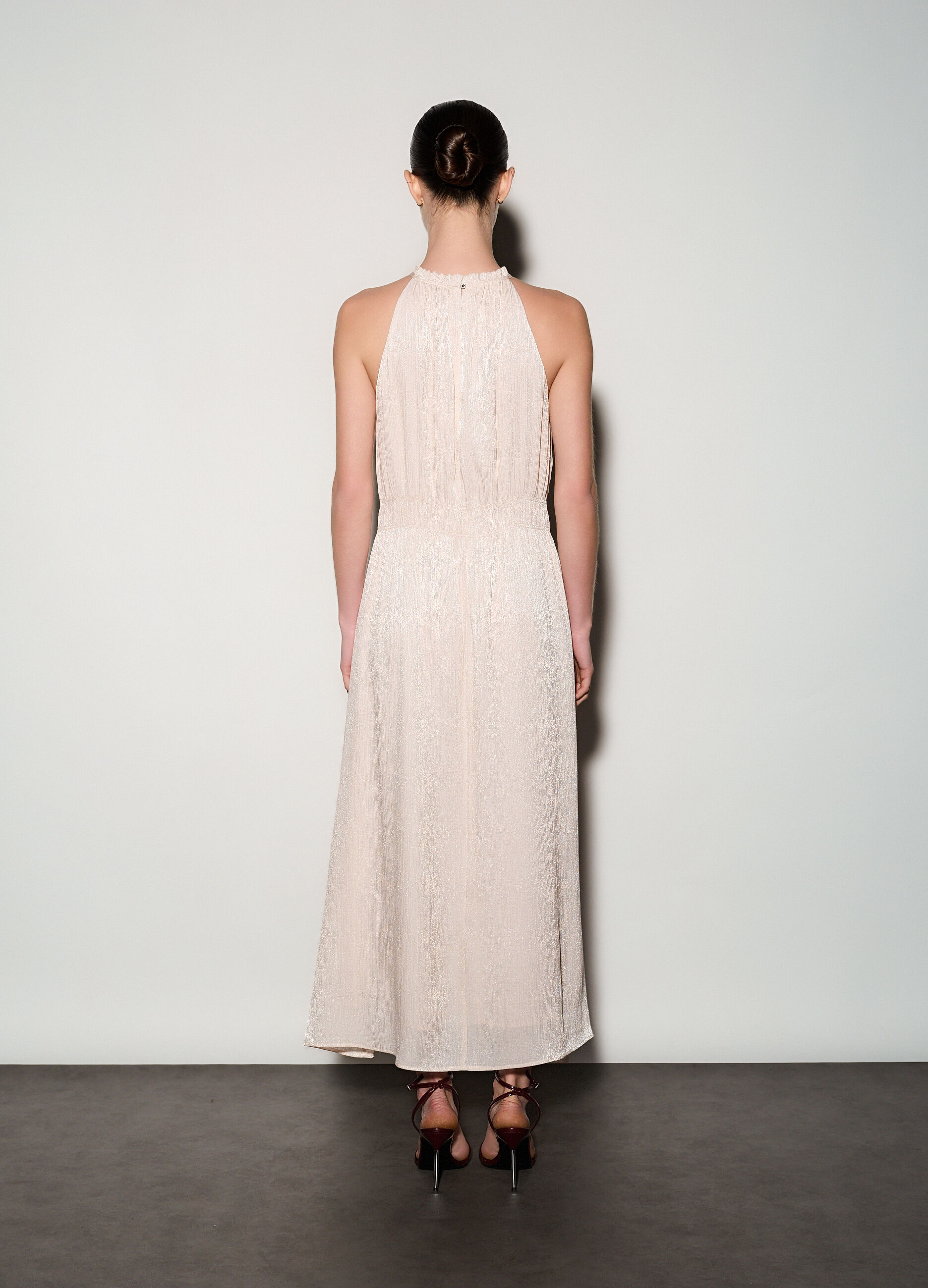 Abito lungo in raso pliss&eacute; donna_2