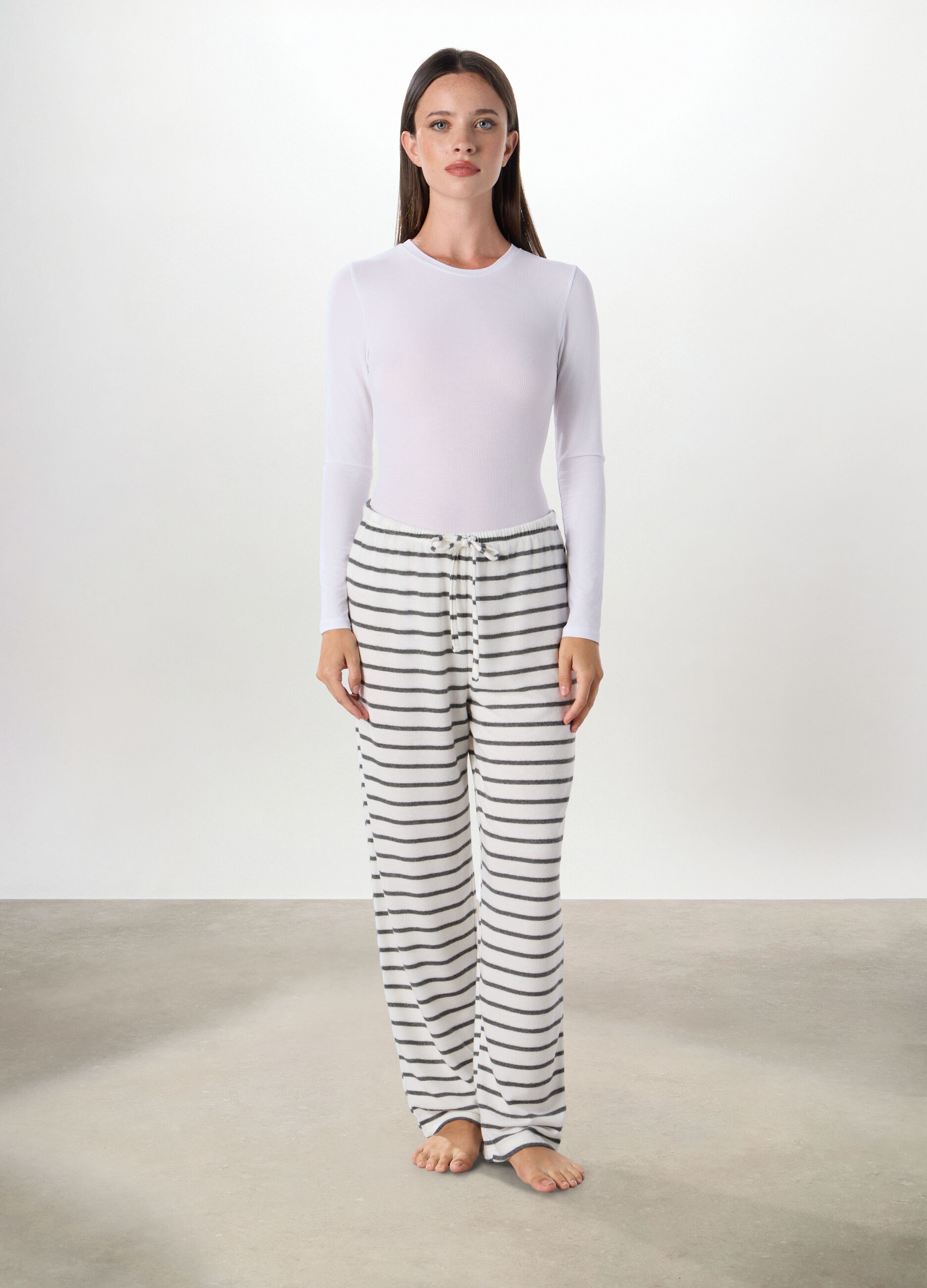 Pantaloni pigiama lunghi misto viscosa donna_0