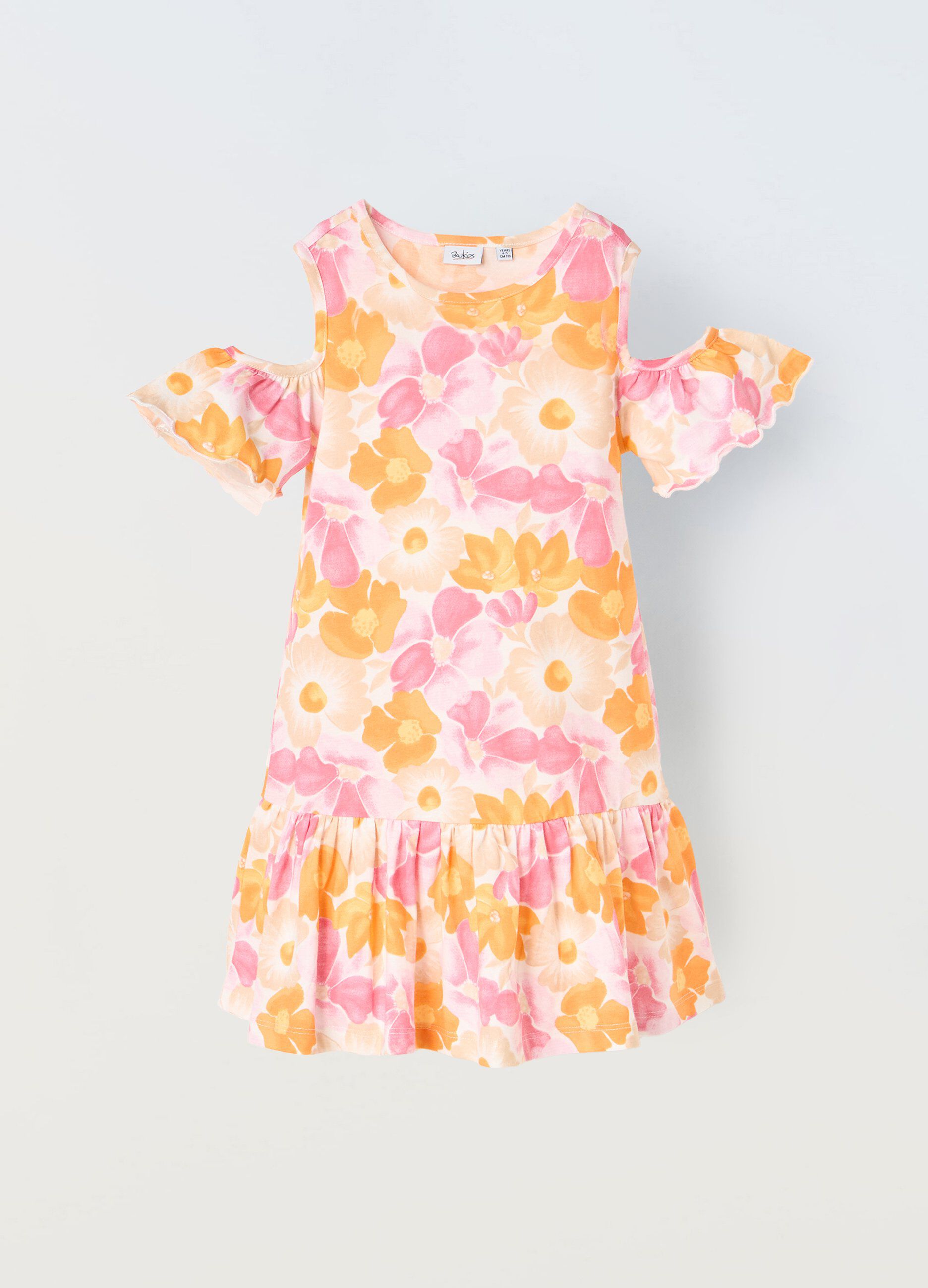 Vestito in puro cotone con cut out bambina_0