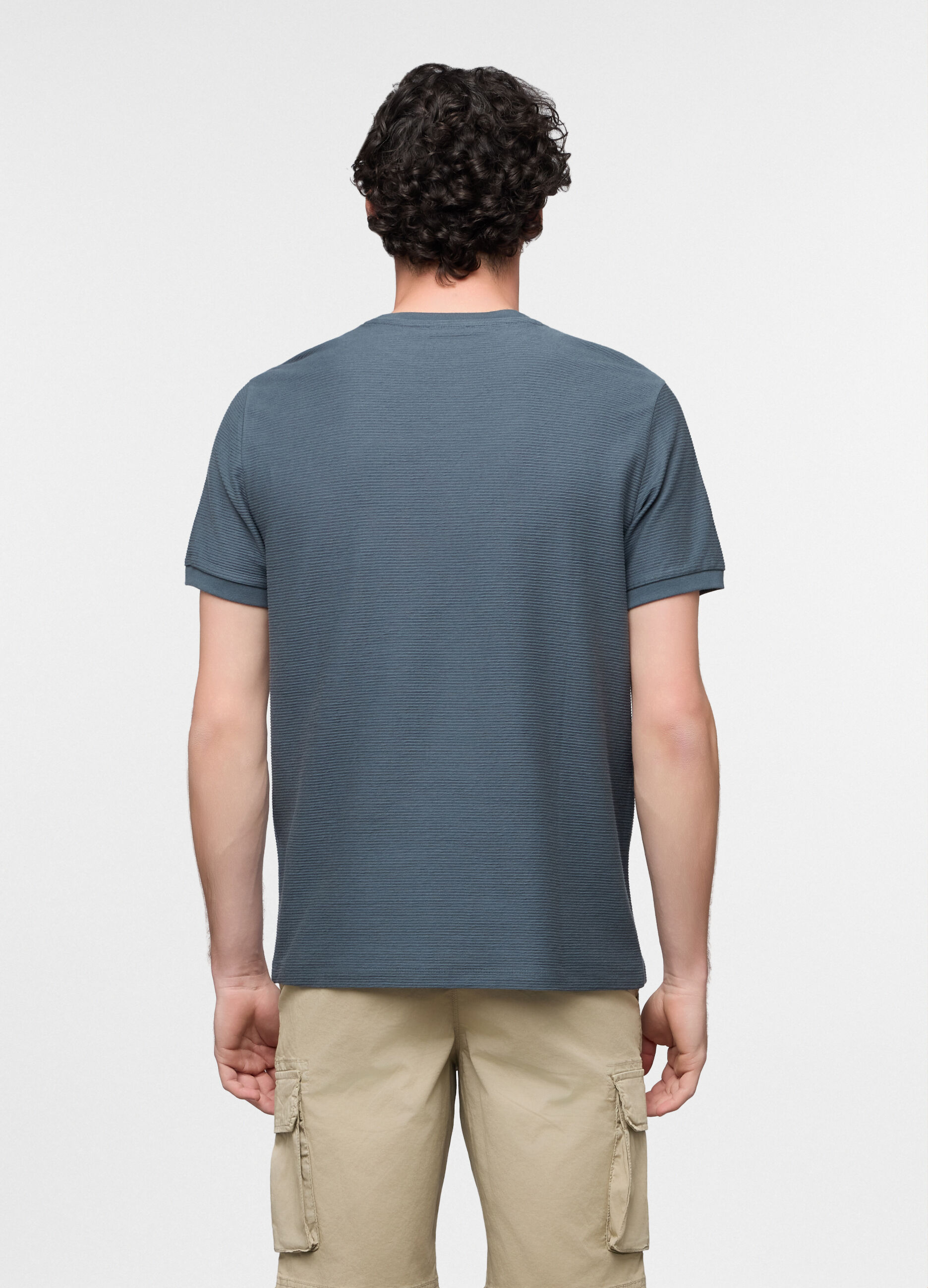 T-shirt girocollo a costine uomo_1