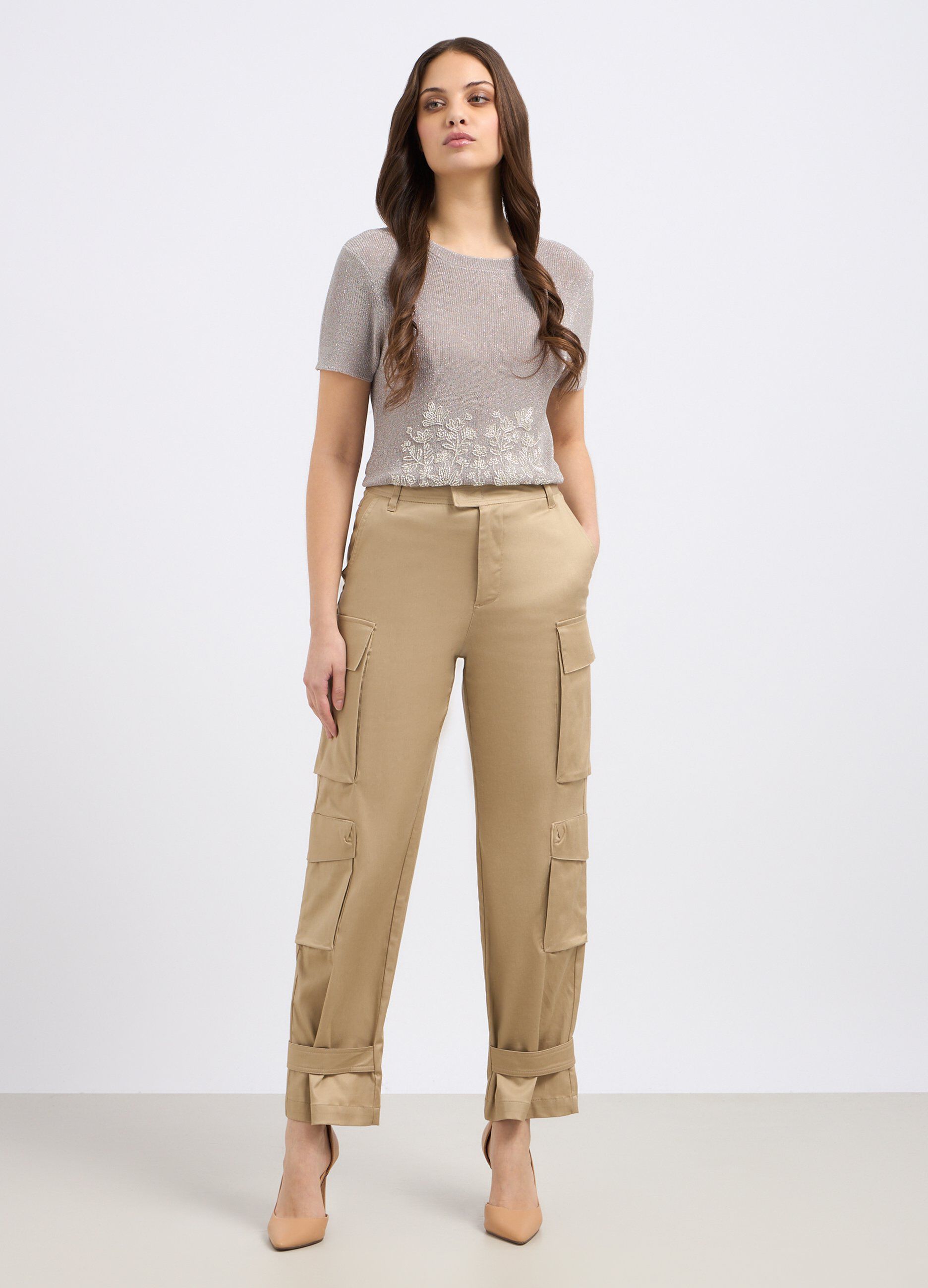 Pantaloni cargo in misto lyocell donna_0