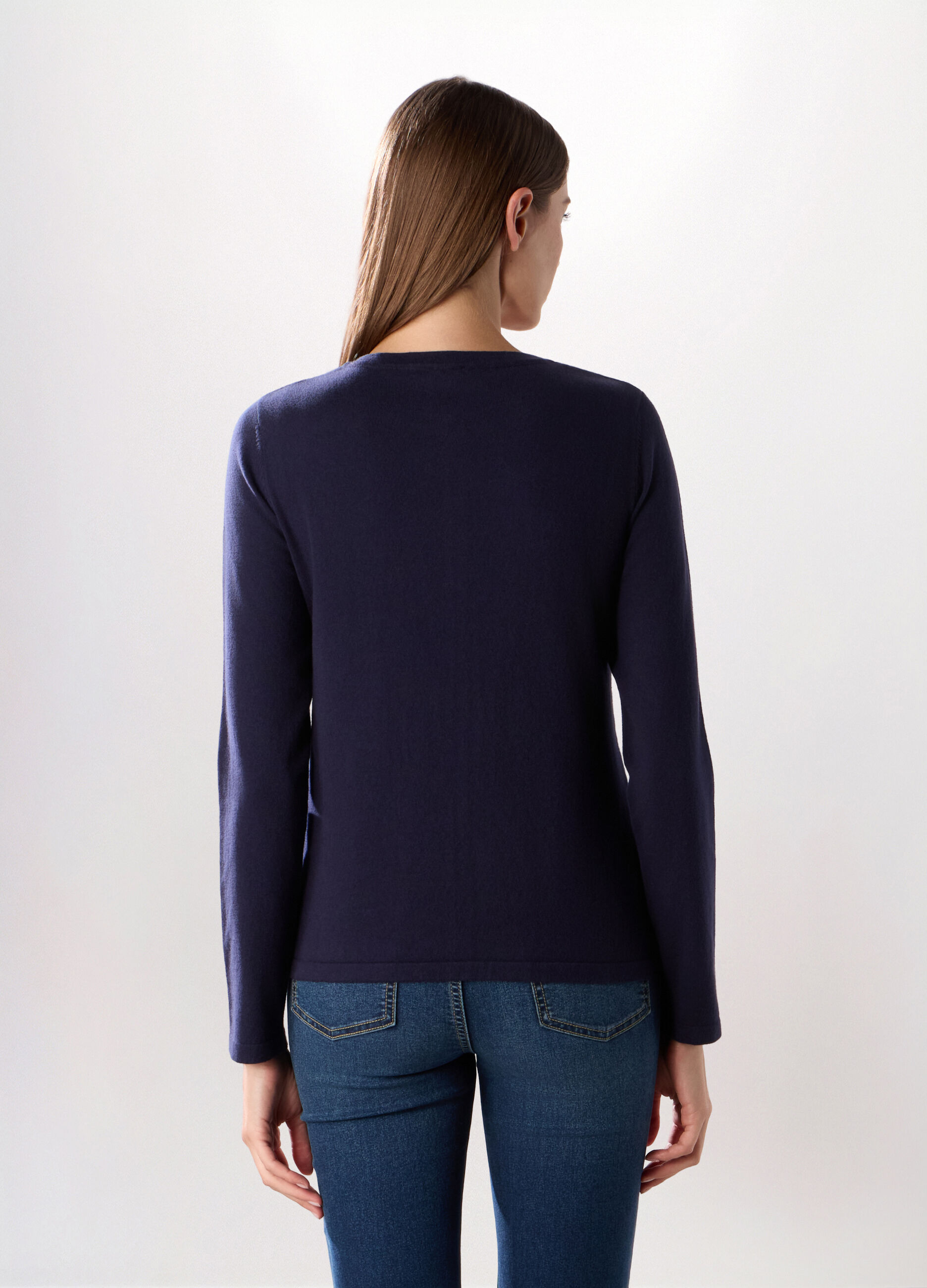 Cardigan a girocollo in misto cotone donna_1