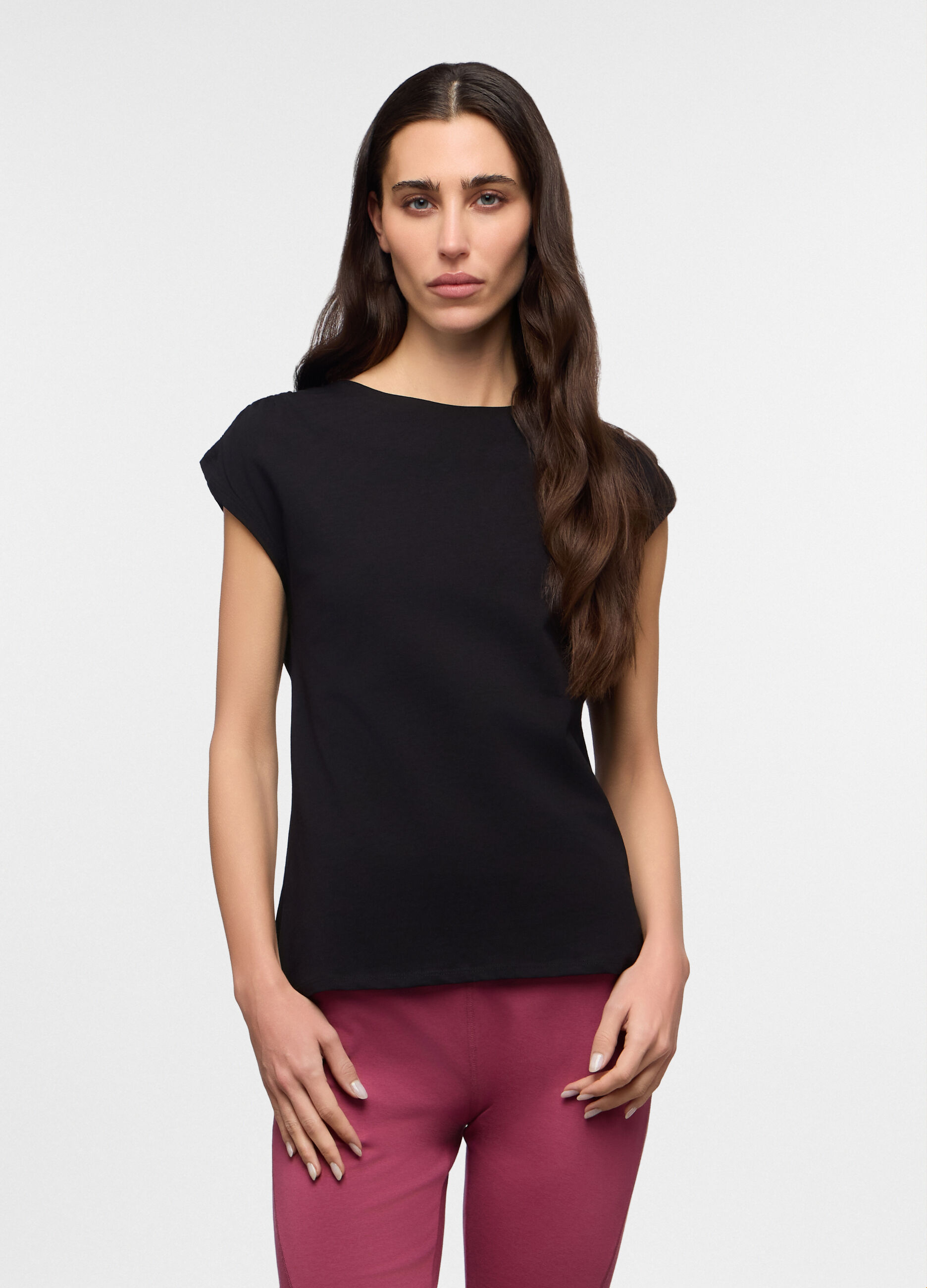 T-shirt girocollo stretch donna_0